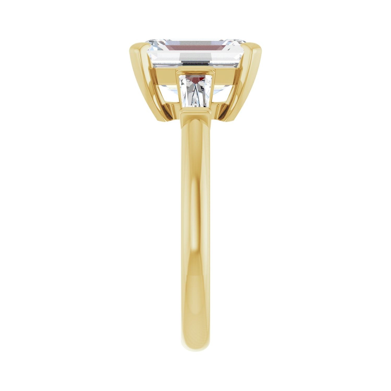 Emerald Three-Stone Engagement Ring | Metal Type=14K Yellow Gold | Center Stone Size=3 CT | Image 4