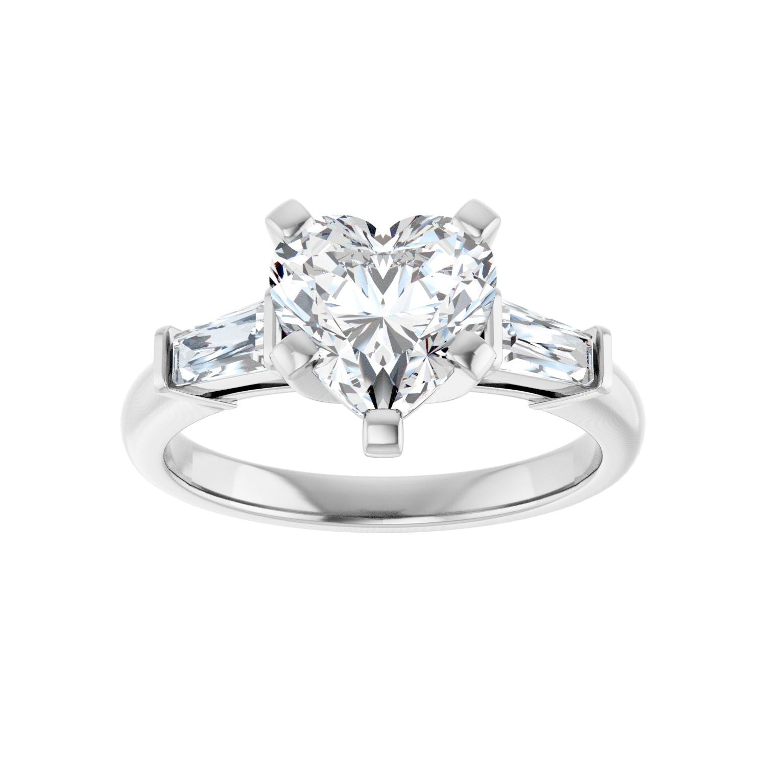 Heart Three-Stone Engagement Ring | Metal Type=14K White Gold | Center Stone Size=1.5 CT | Image 3
