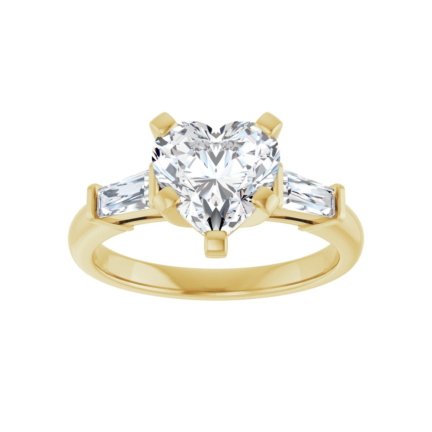 Heart Three-Stone Engagement Ring | Metal Type=14K Yellow Gold | Center Stone Size=1.5 CT | Image 3