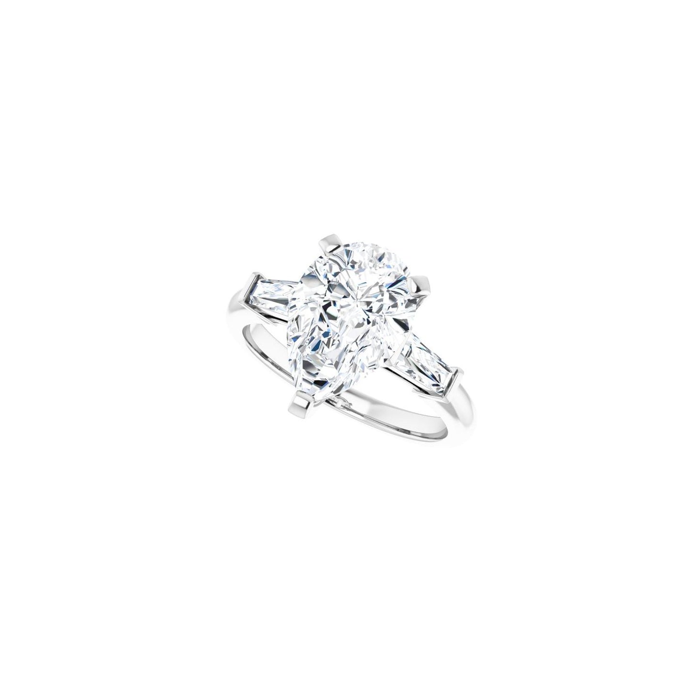 Pear Three-Stone Engagement Ring | Metal Type=14K White Gold | Center Stone Size=3 CT | Image 5