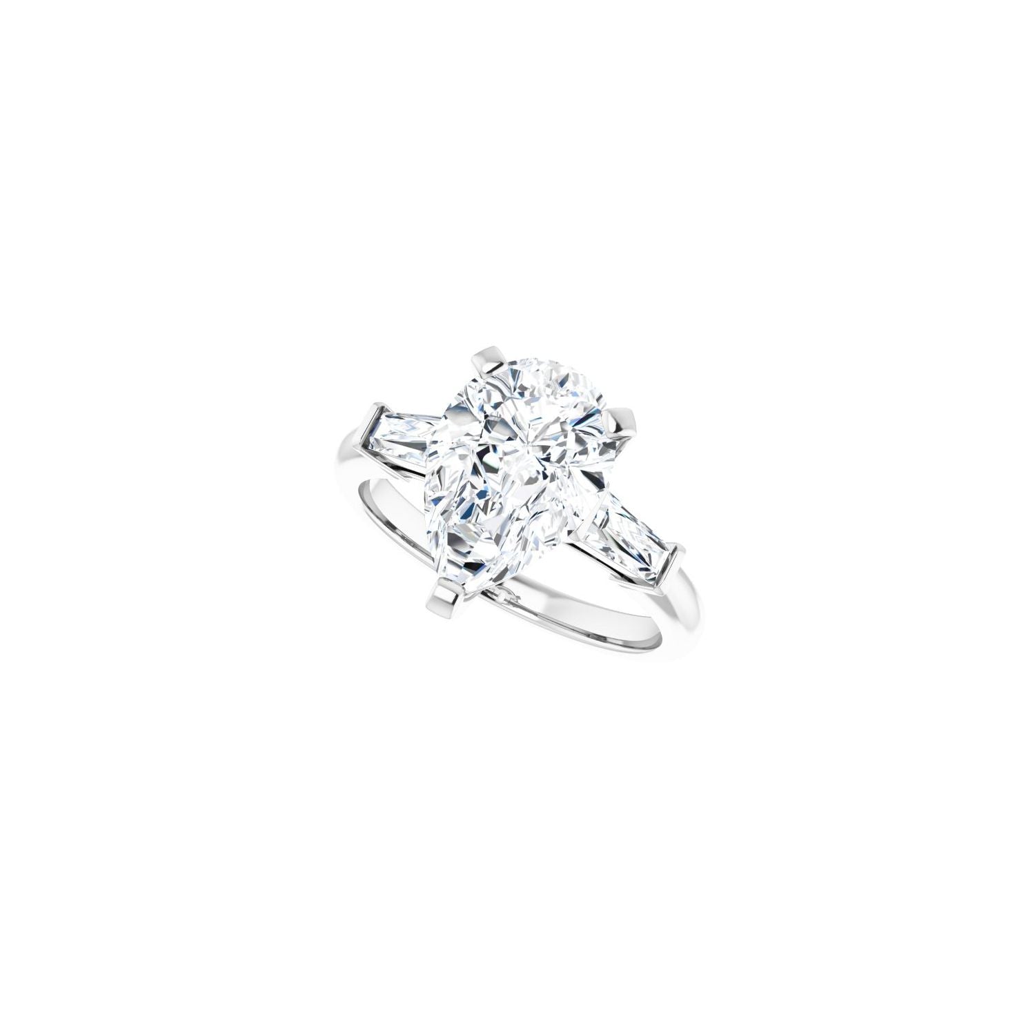 Pear Three-Stone Engagement Ring | Metal Type=14K White Gold | Center Stone Size=3 CT | Image 5