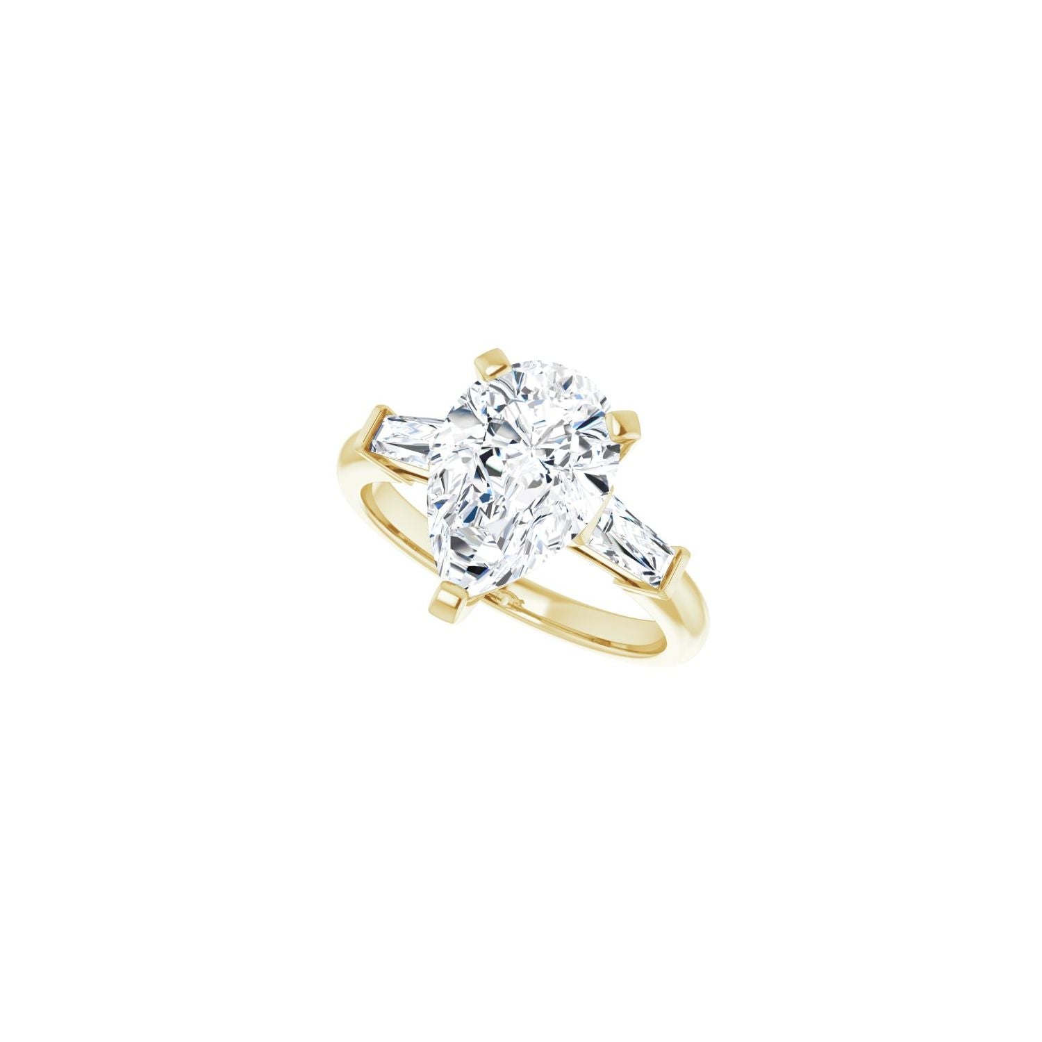 Pear Three-Stone Engagement Ring | Metal Type=14K Yellow Gold | Center Stone Size=3 CT | Image 5