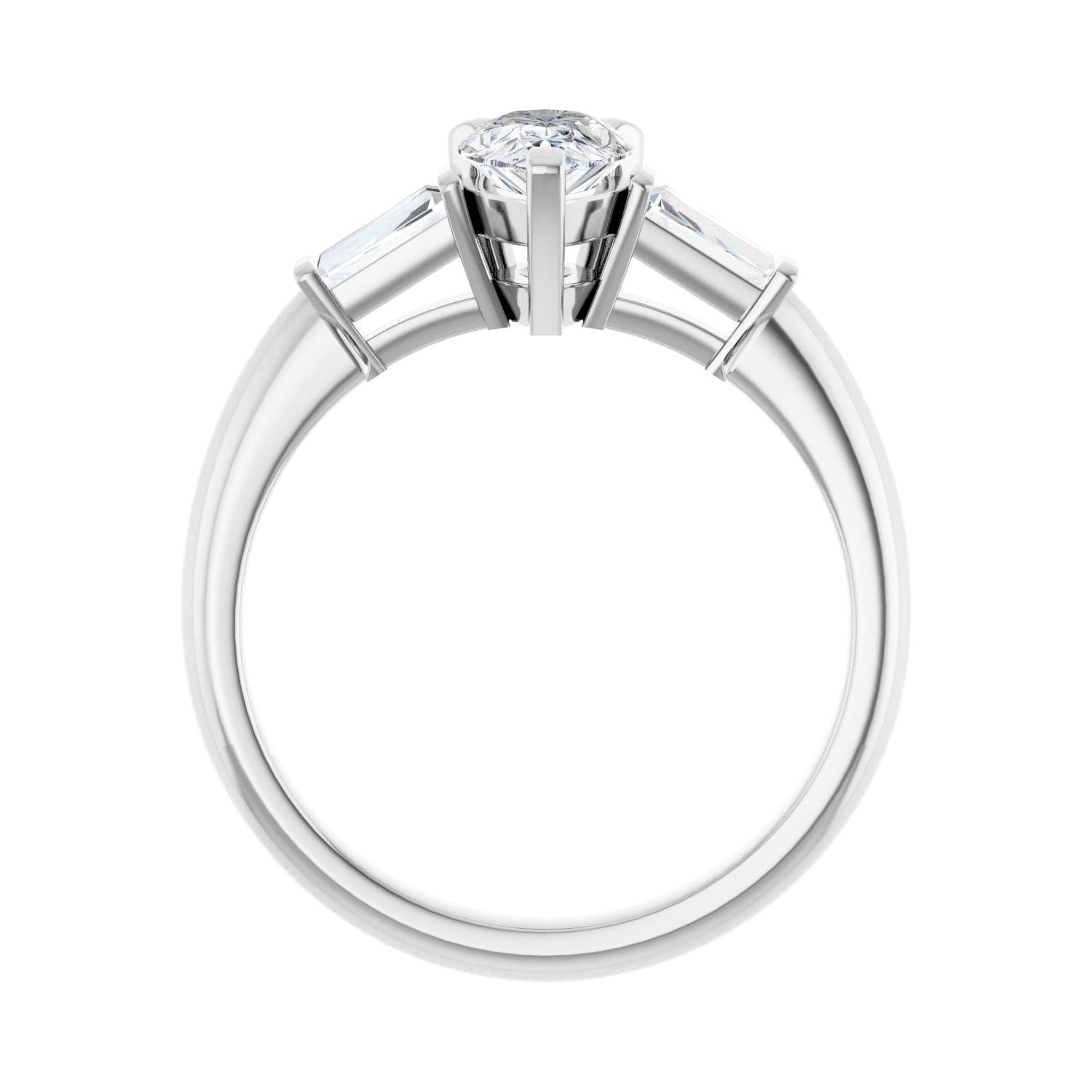 Pear Three-Stone Engagement Ring | Metal Type=14K White Gold | Center Stone Size=1 CT | Image 2