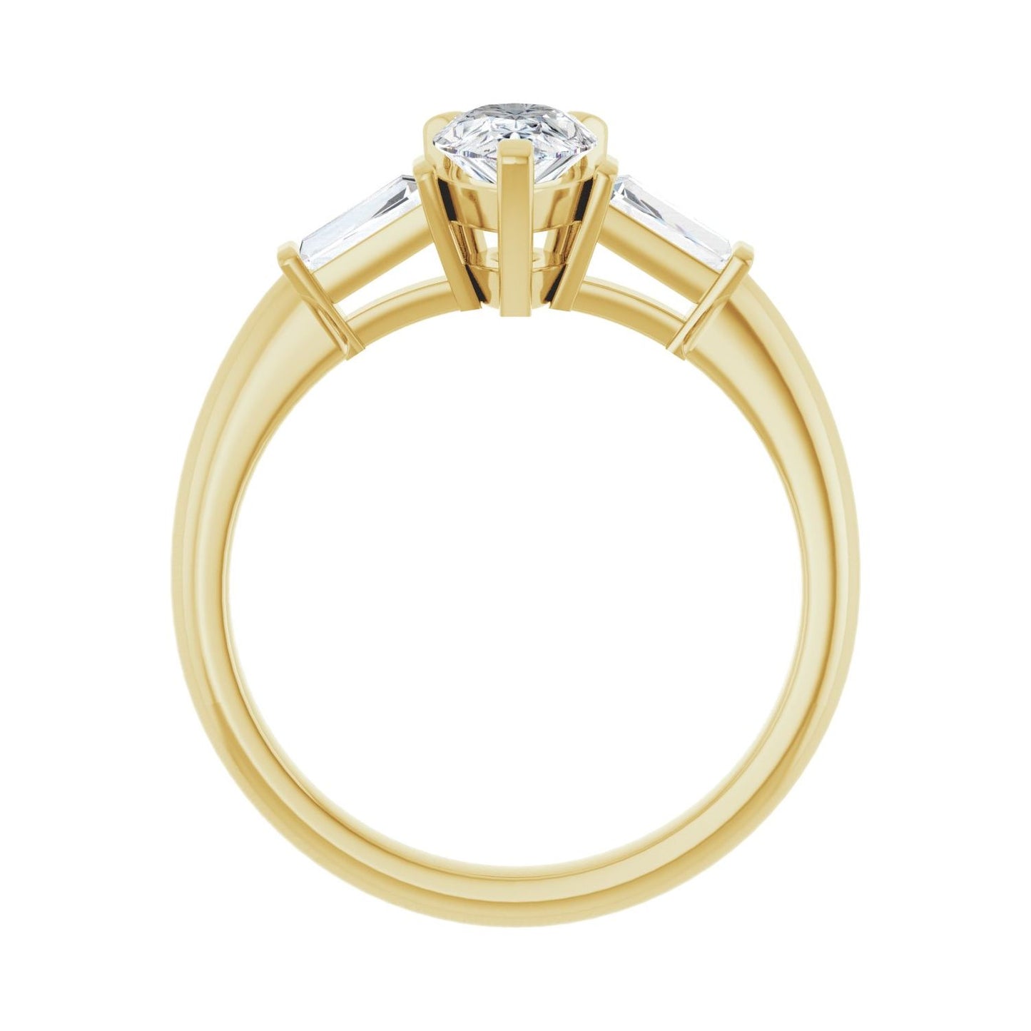 Pear Three-Stone Engagement Ring | Metal Type=14K Yellow Gold | Center Stone Size=1 CT | Image 2