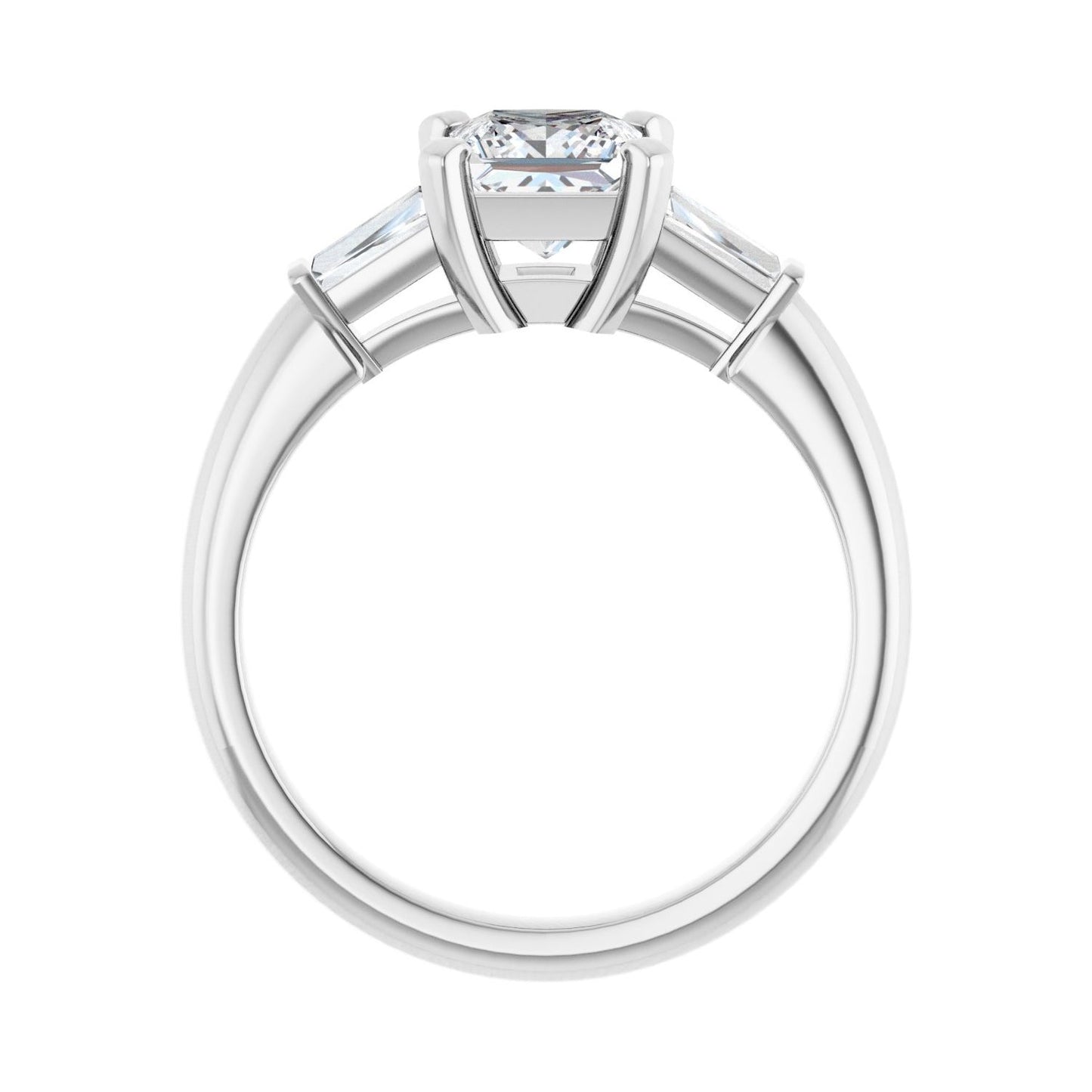 Square Three-Stone Engagement Ring | Metal Type=14K White Gold | Center Stone Size=1 CT | Image 2