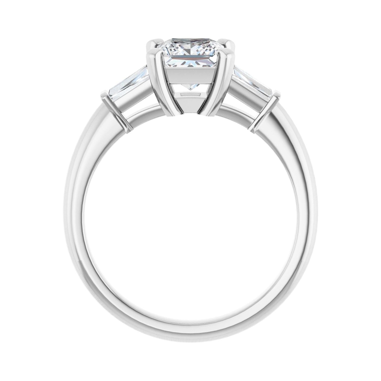 Square Three-Stone Engagement Ring | Metal Type=14K White Gold | Center Stone Size=1 CT | Image 2