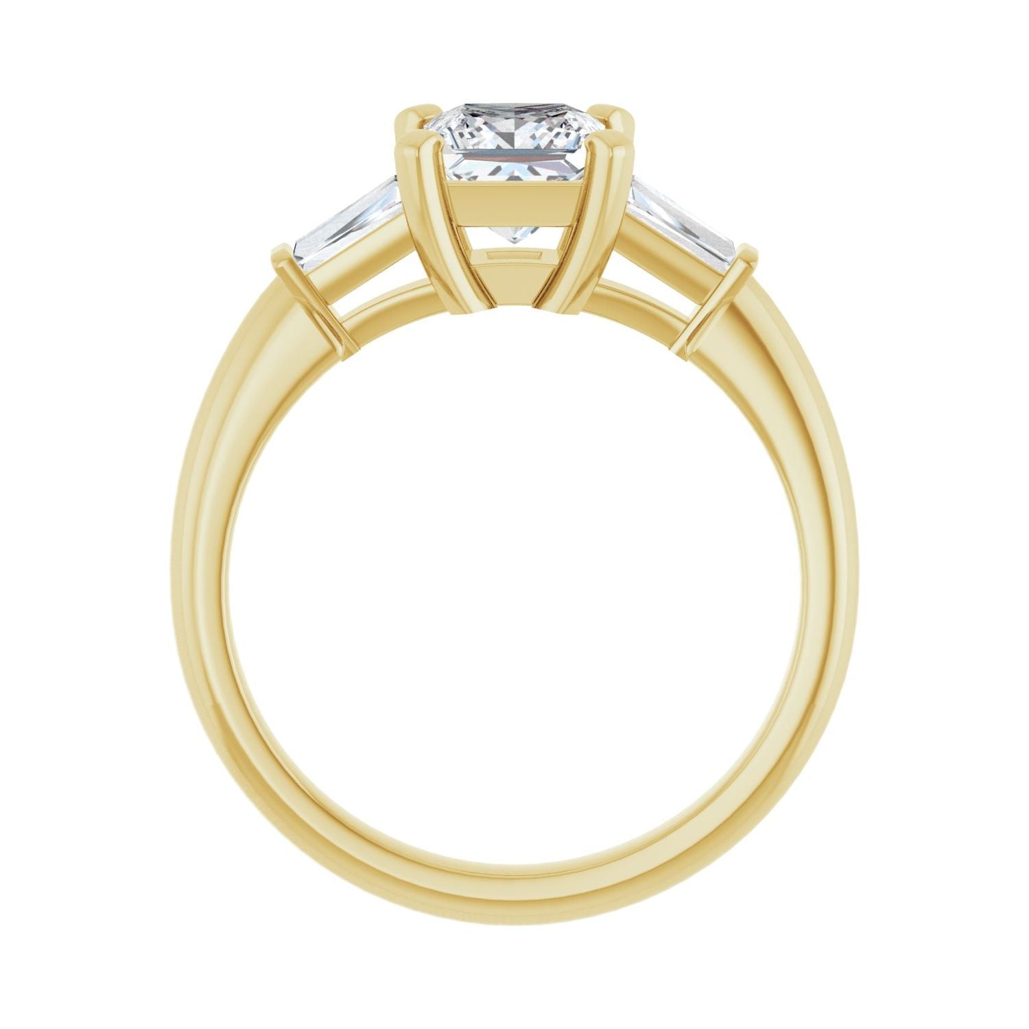 Square Three-Stone Engagement Ring | Metal Type=14K Yellow Gold | Center Stone Size=1 CT | Image 2