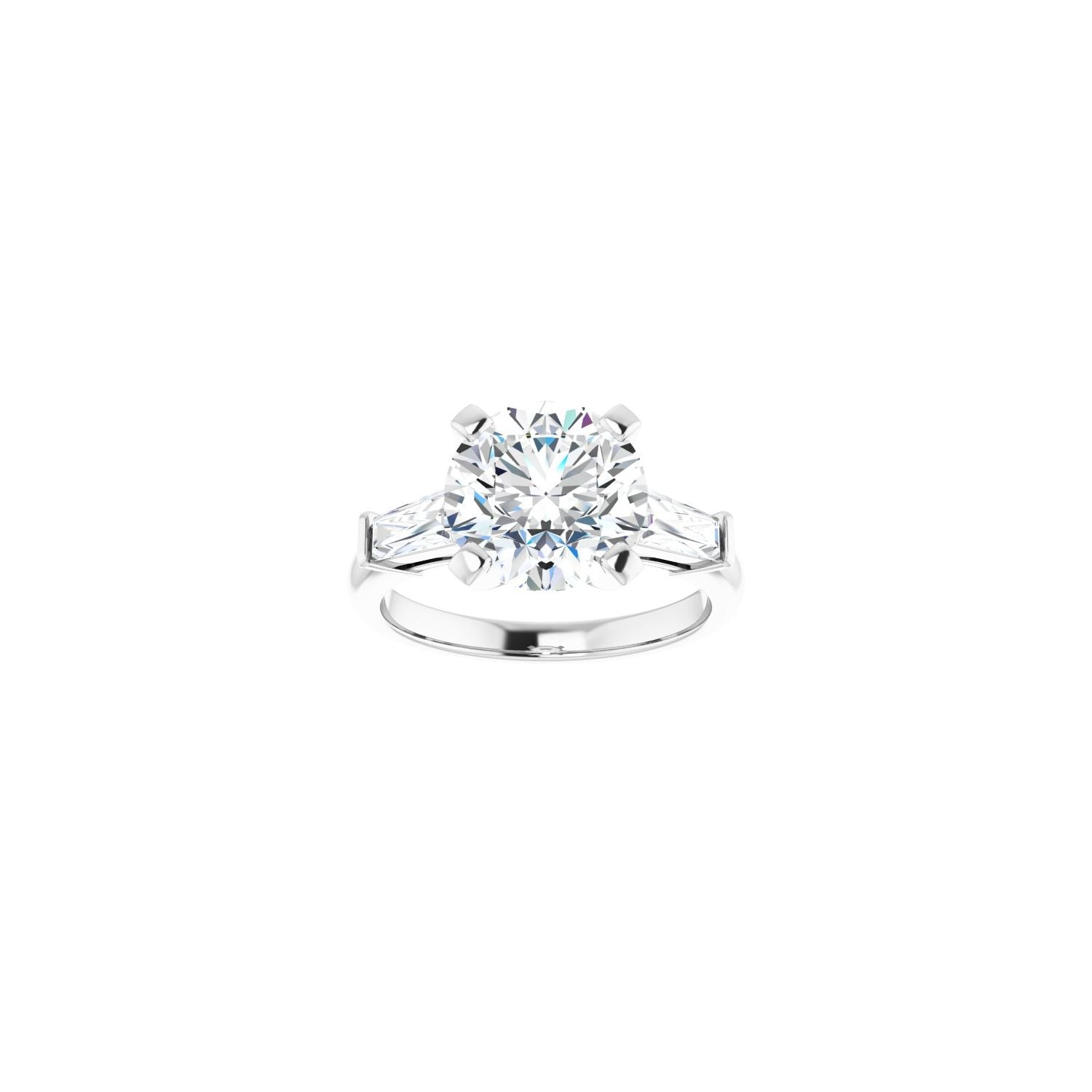 Round Three-Stone Engagement Ring | Metal Type=14K White Gold | Center Stone Size=3 CT | Image 3