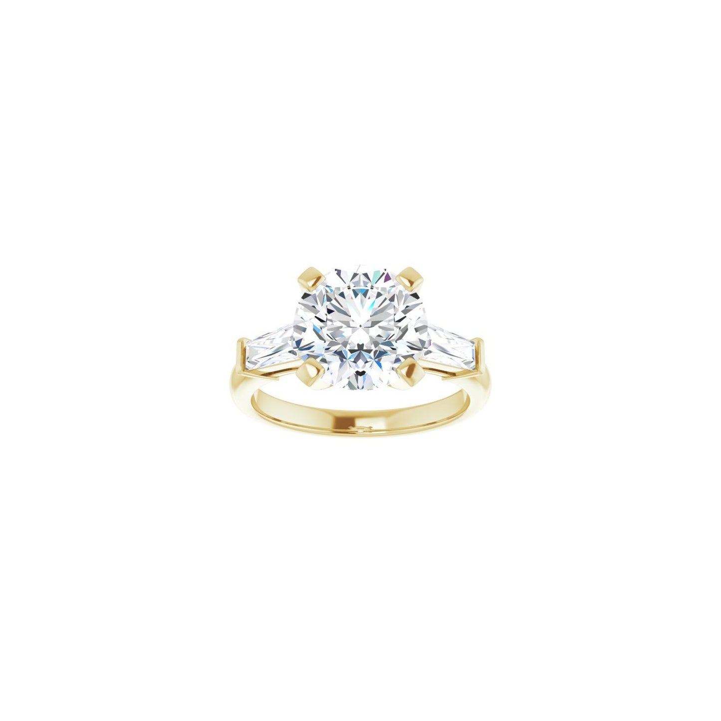 Round Three-Stone Engagement Ring | Metal Type=14K Yellow Gold | Center Stone Size=3 CT | Image 3