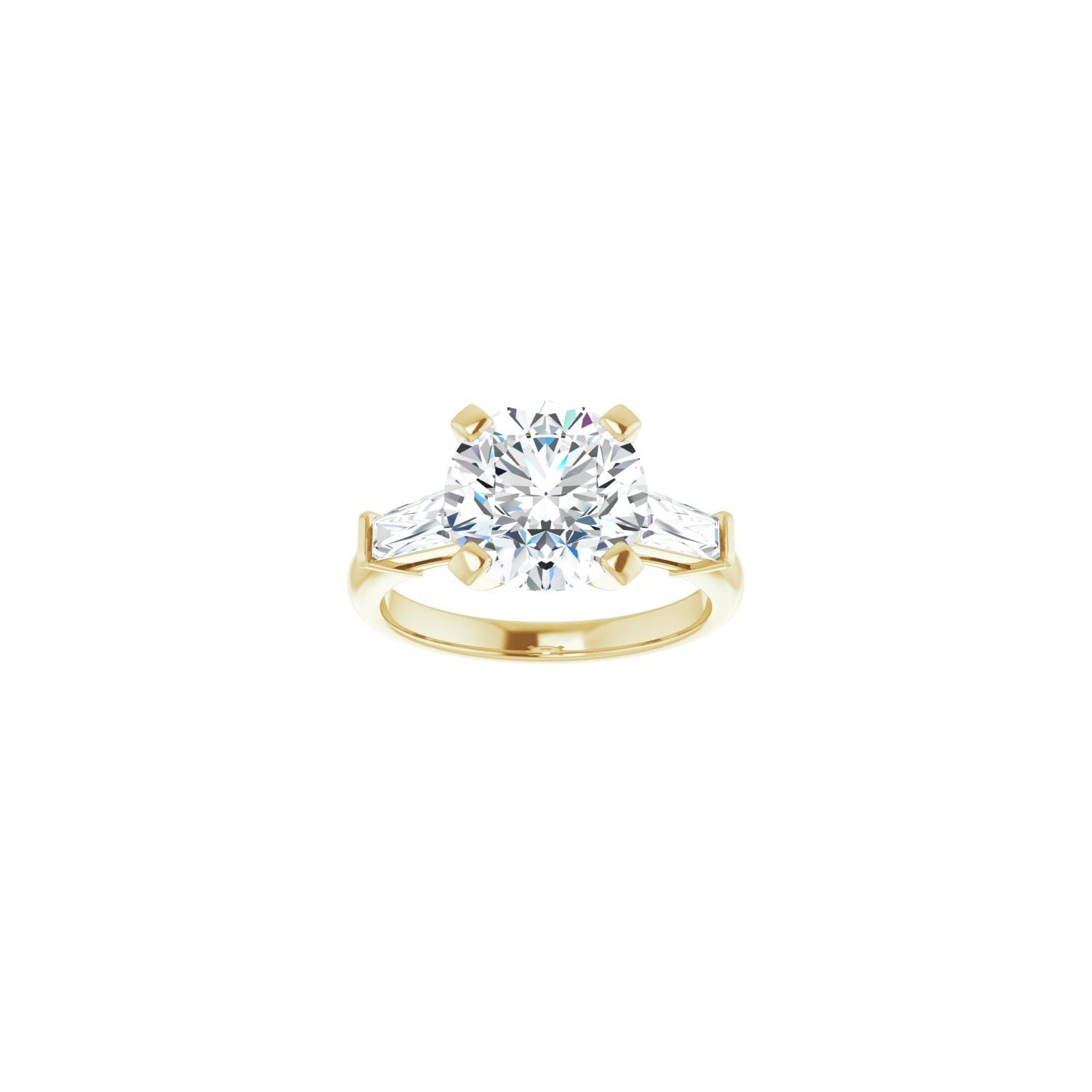 Round Three-Stone Engagement Ring | Metal Type=14K Yellow Gold | Center Stone Size=3 CT | Image 3