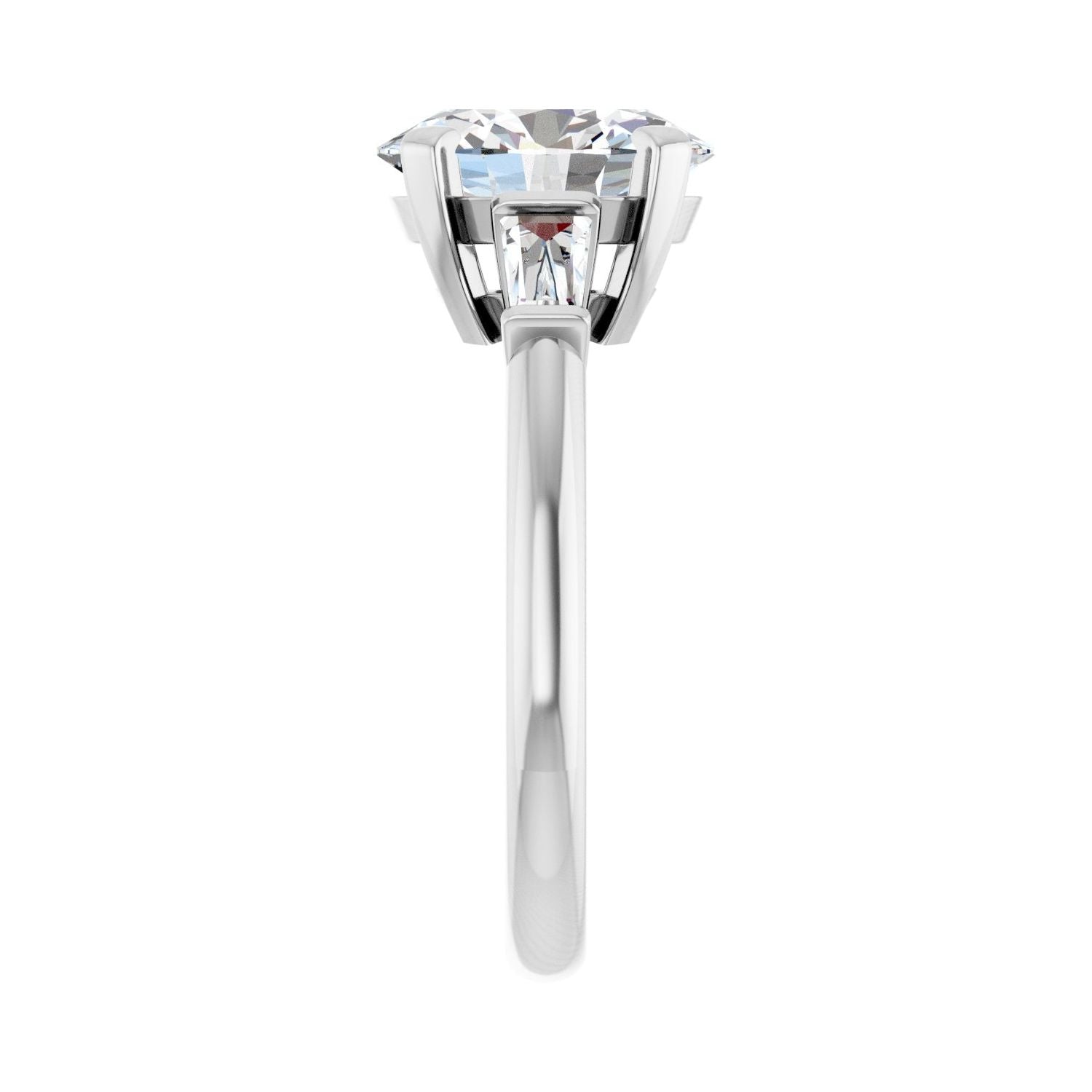Oval Three-Stone Engagement Ring | Metal Type=14K White Gold | Center Stone Size=2.5 CT | Image 4