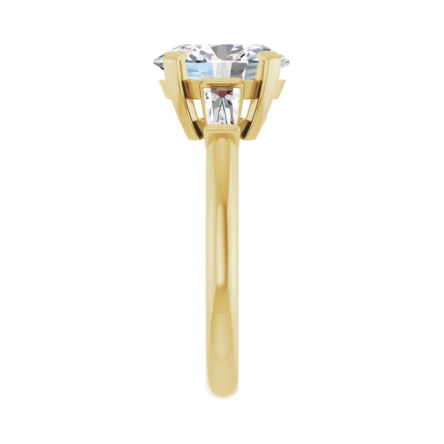 Oval Three-Stone Engagement Ring | Metal Type=14K Yellow Gold | Center Stone Size=2.5 CT | Image 4