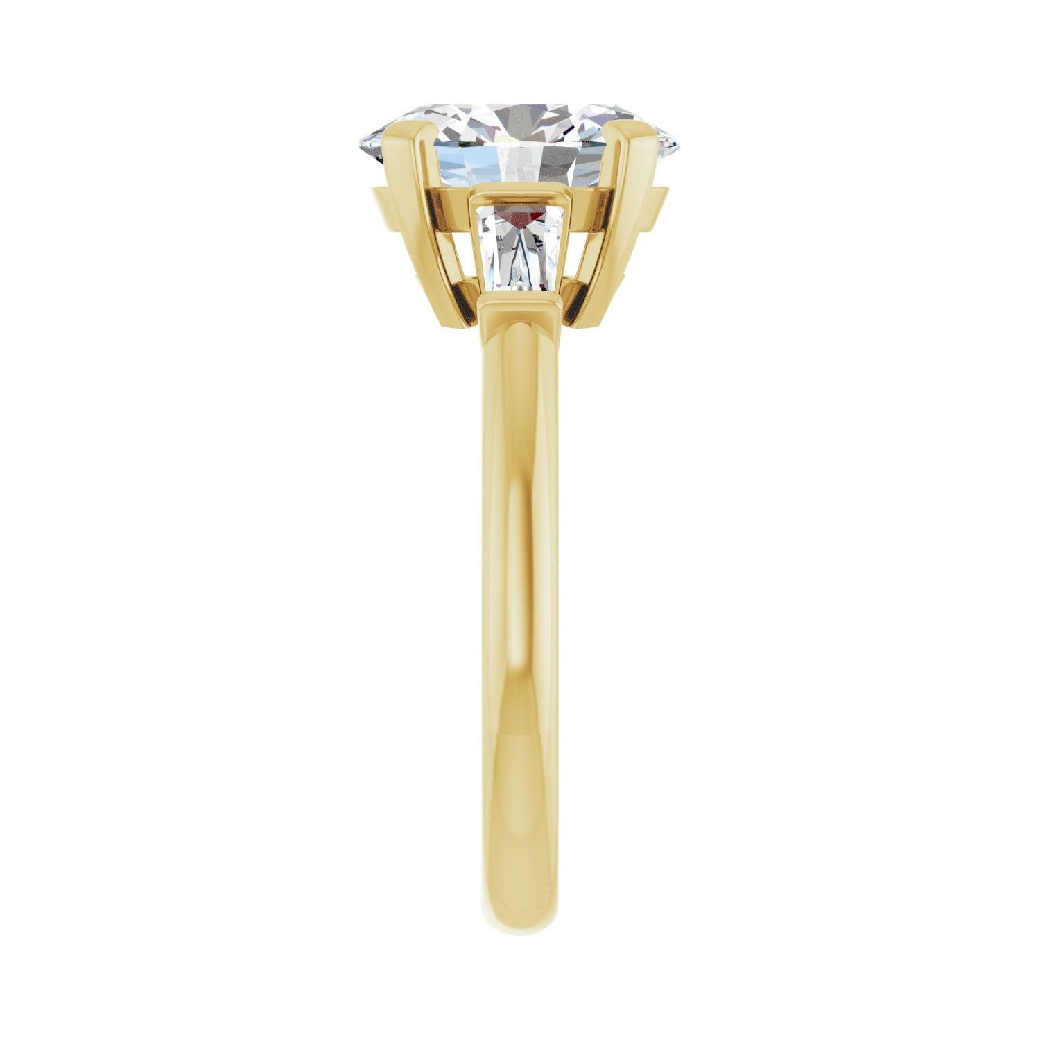 Oval Three-Stone Engagement Ring | Metal Type=14K Yellow Gold | Center Stone Size=2.5 CT | Image 4