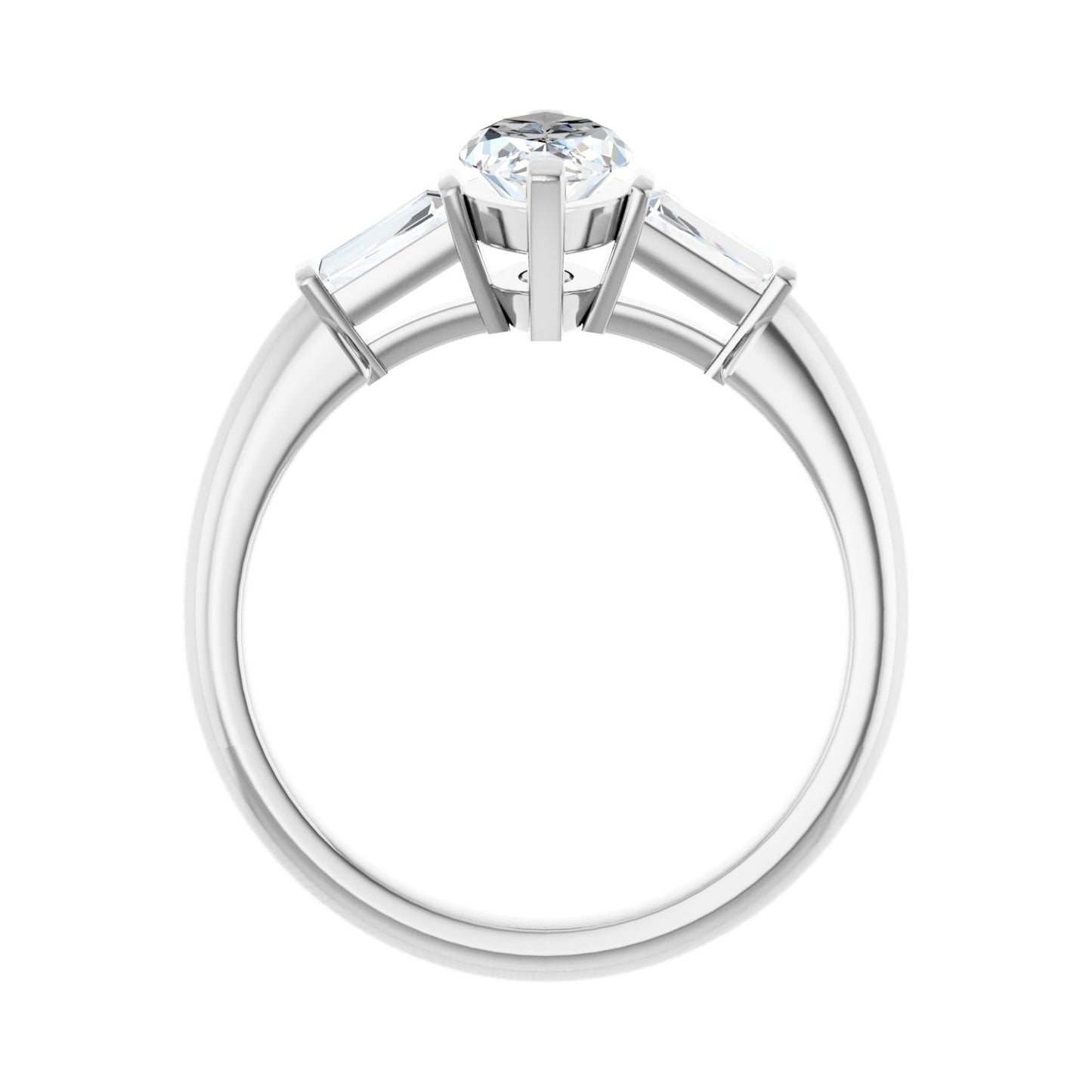 Marquise Three-Stone Engagement Ring | Metal Type=14K White Gold | Center Stone Size=1 CT | Image 2