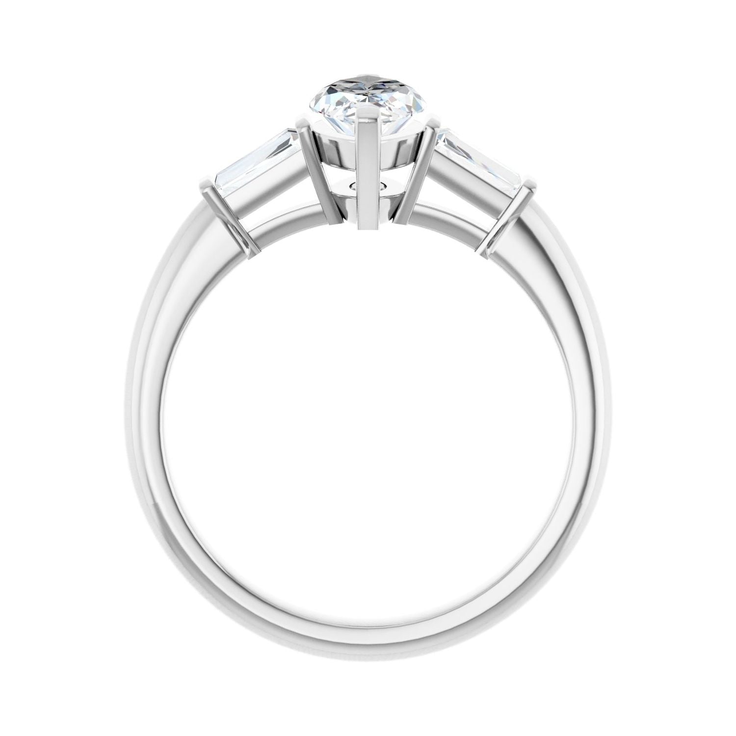 Marquise Three-Stone Engagement Ring | Metal Type=14K White Gold | Center Stone Size=1 CT | Image 2