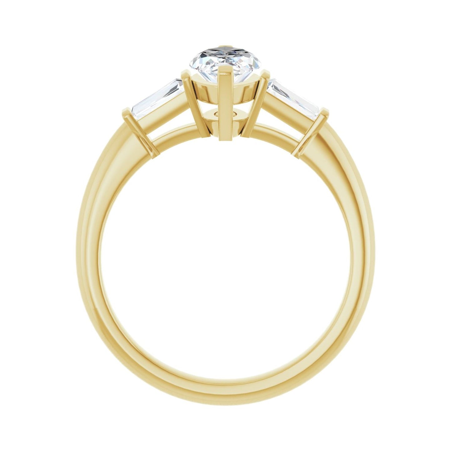 Marquise Three-Stone Engagement Ring | Metal Type=14K Yellow Gold | Center Stone Size=1 CT | Image 2