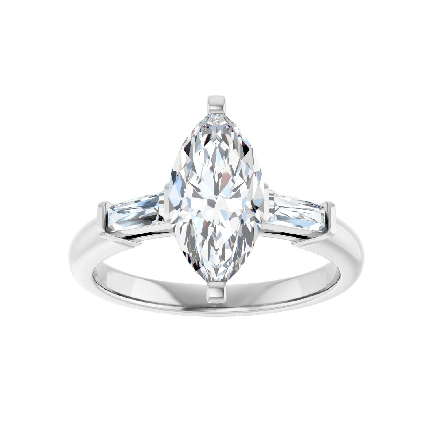 Marquise Three-Stone Engagement Ring | Metal Type=14K White Gold | Center Stone Size=1.5 CT | Image 3