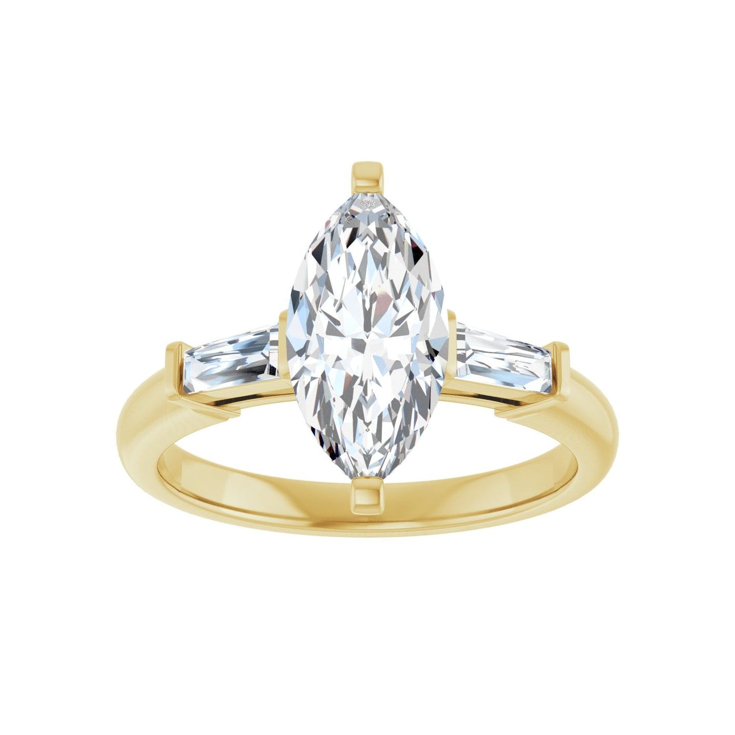 Marquise Three-Stone Engagement Ring | Metal Type=14K Yellow Gold | Center Stone Size=1.5 CT | Image 3