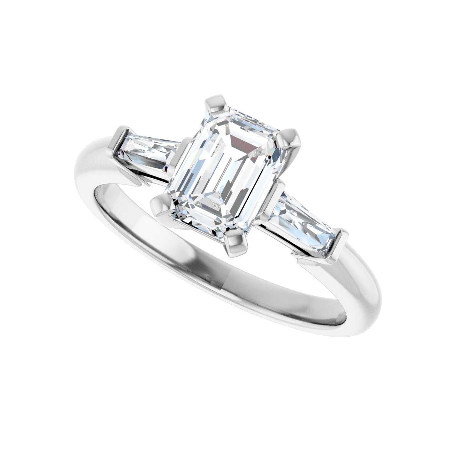 Emerald Three-Stone Engagement Ring | Metal Type=14K White Gold | Center Stone Size=1.5 CT | Image 5