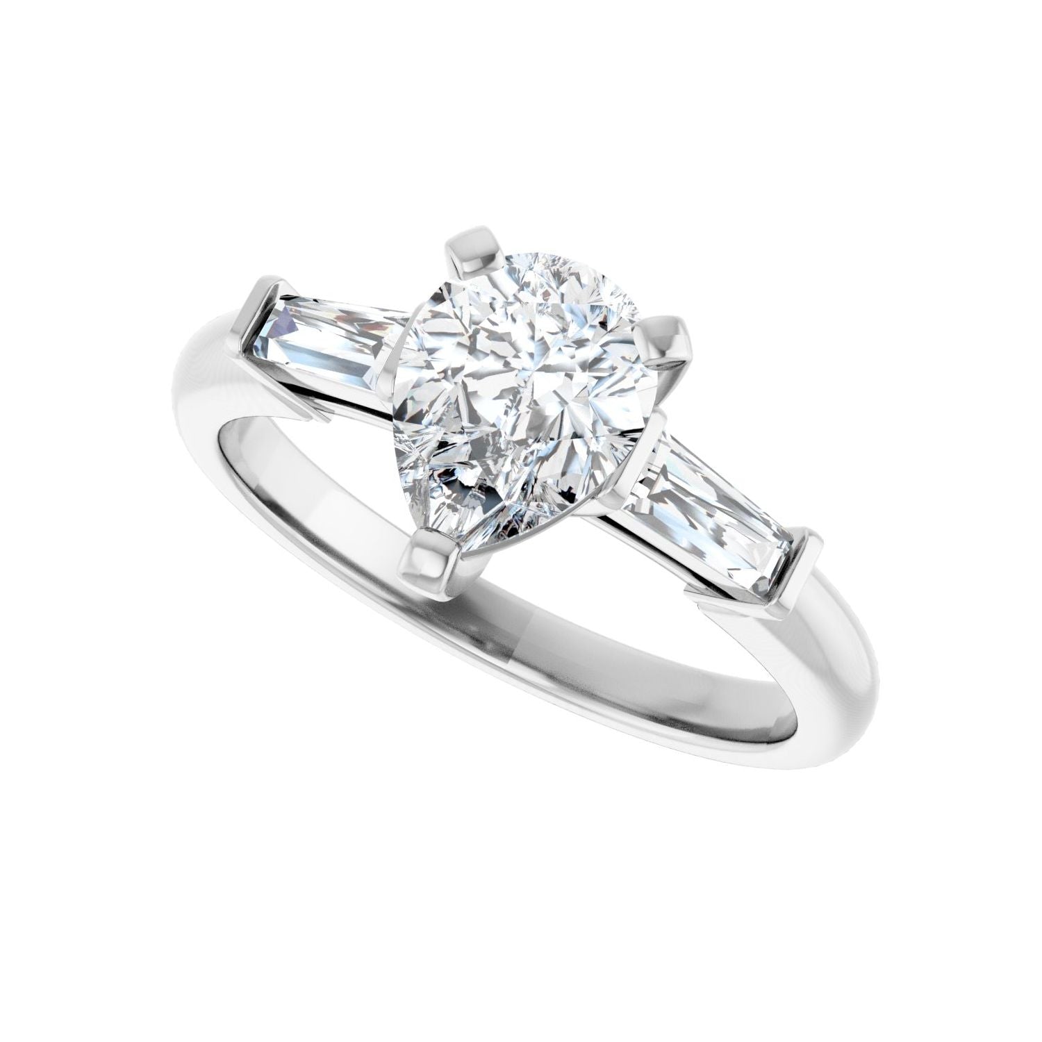 Pear Three-Stone Engagement Ring | Metal Type=14K White Gold | Center Stone Size=1.5 CT | Image 5
