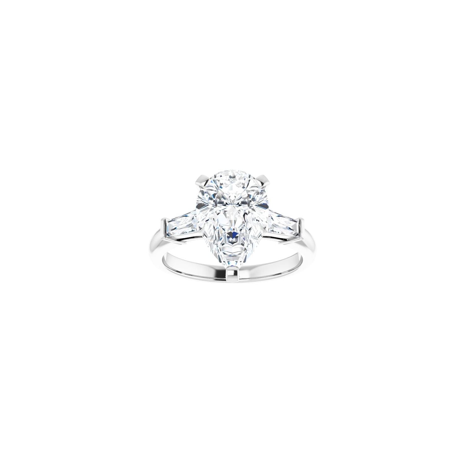 Pear Three-Stone Engagement Ring | Metal Type=14K White Gold | Center Stone Size=3 CT | Image 3