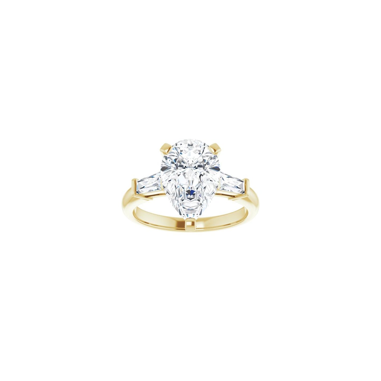 Pear Three-Stone Engagement Ring | Metal Type=14K Yellow Gold | Center Stone Size=3 CT | Image 3