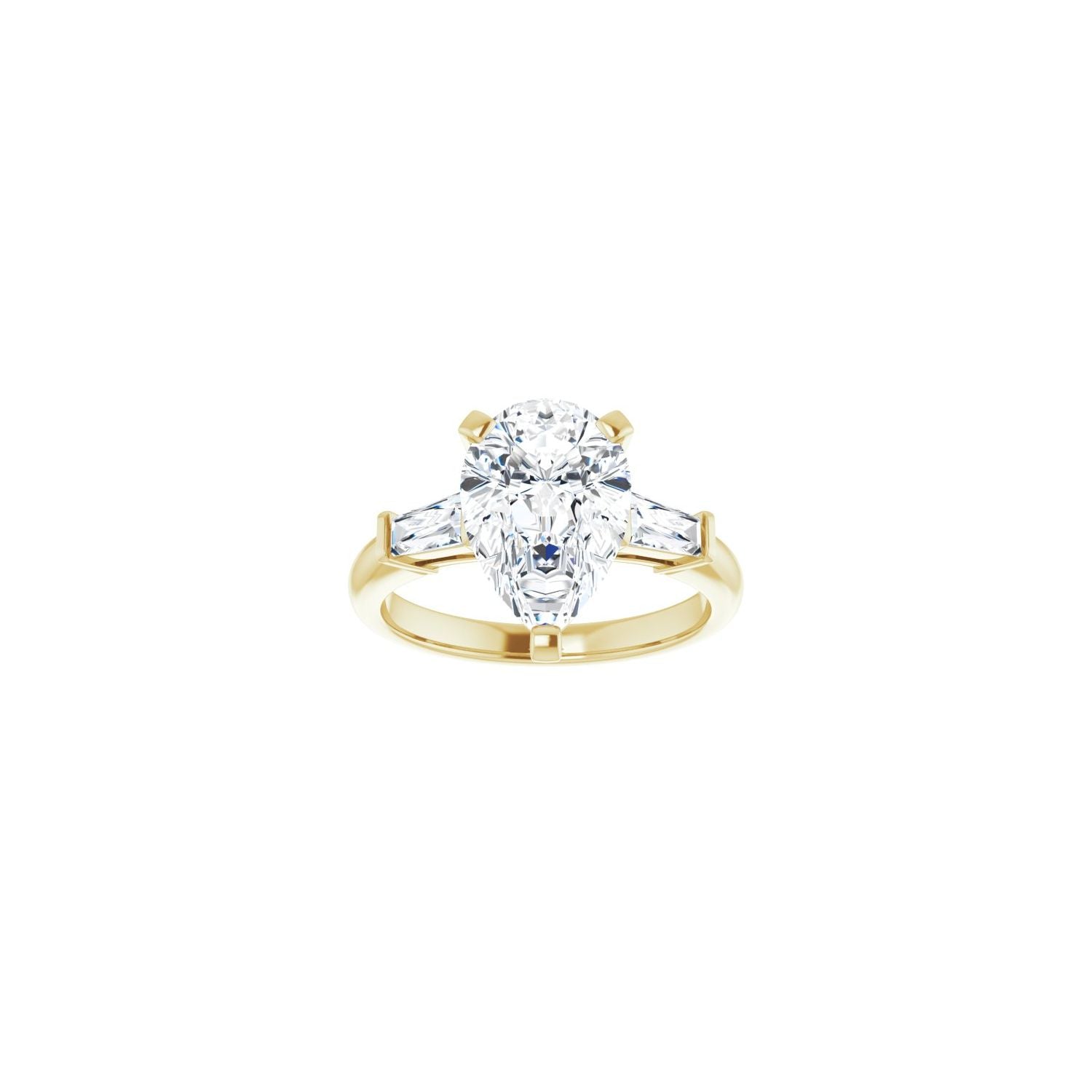 Pear Three-Stone Engagement Ring | Metal Type=14K Yellow Gold | Center Stone Size=3 CT | Image 3