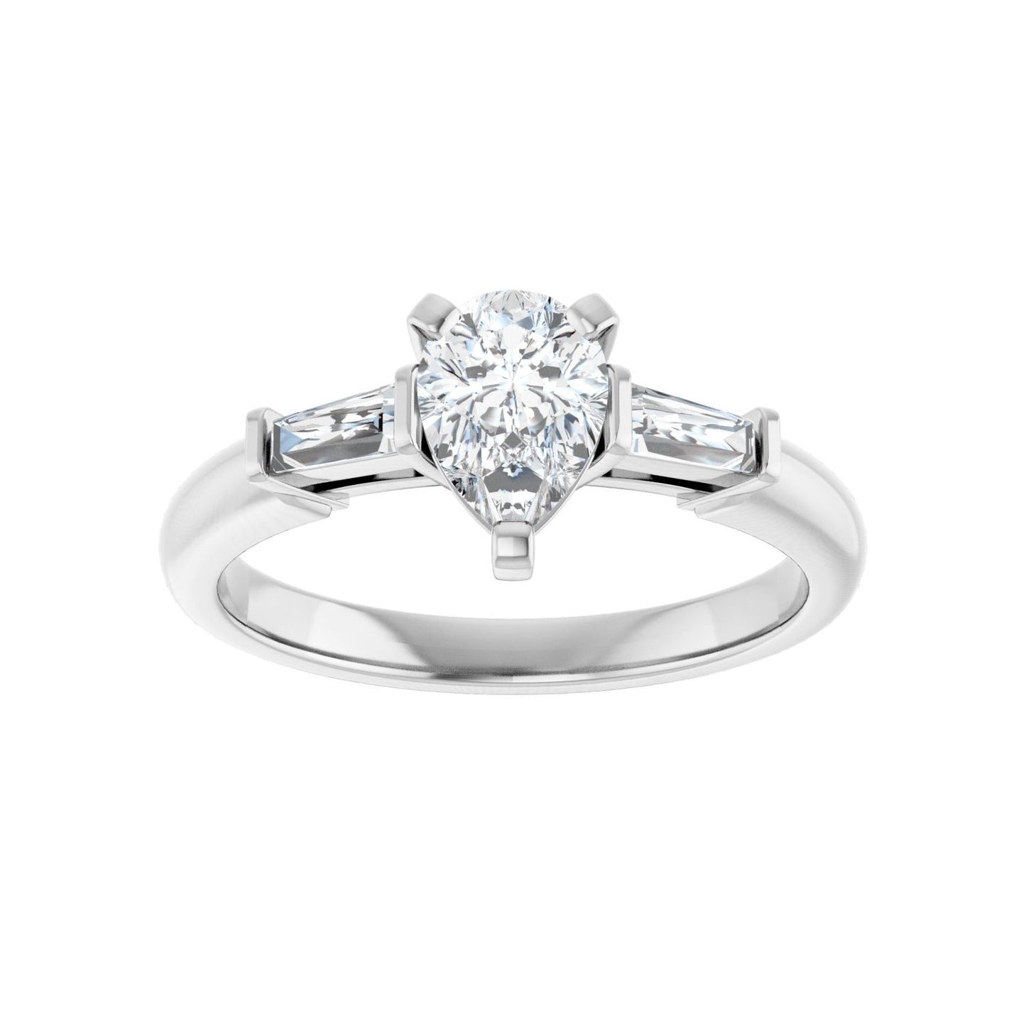 Pear Three-Stone Engagement Ring | Metal Type=14K White Gold | Center Stone Size=1 CT | Image 3