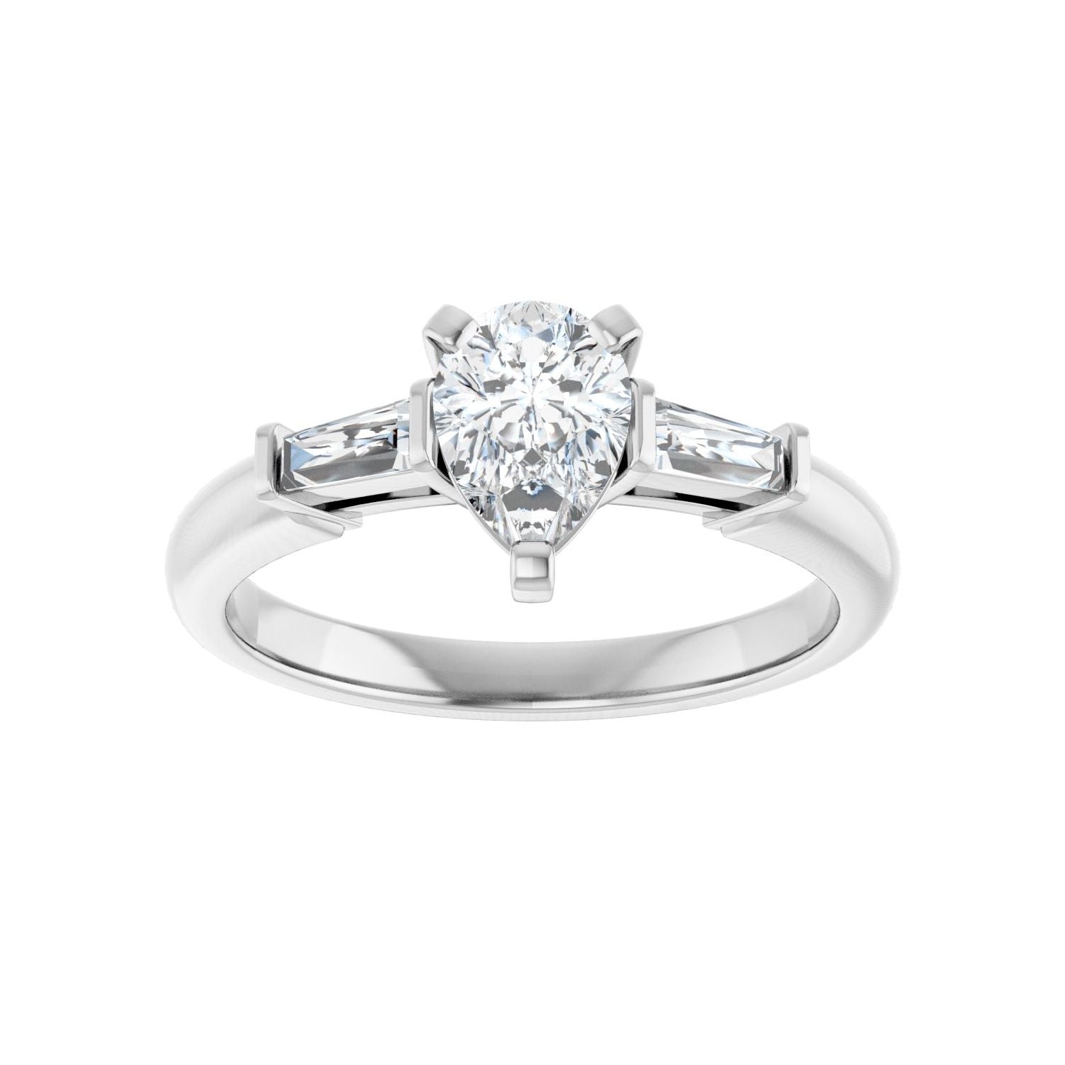 Pear Three-Stone Engagement Ring | Metal Type=14K White Gold | Center Stone Size=1 CT | Image 3