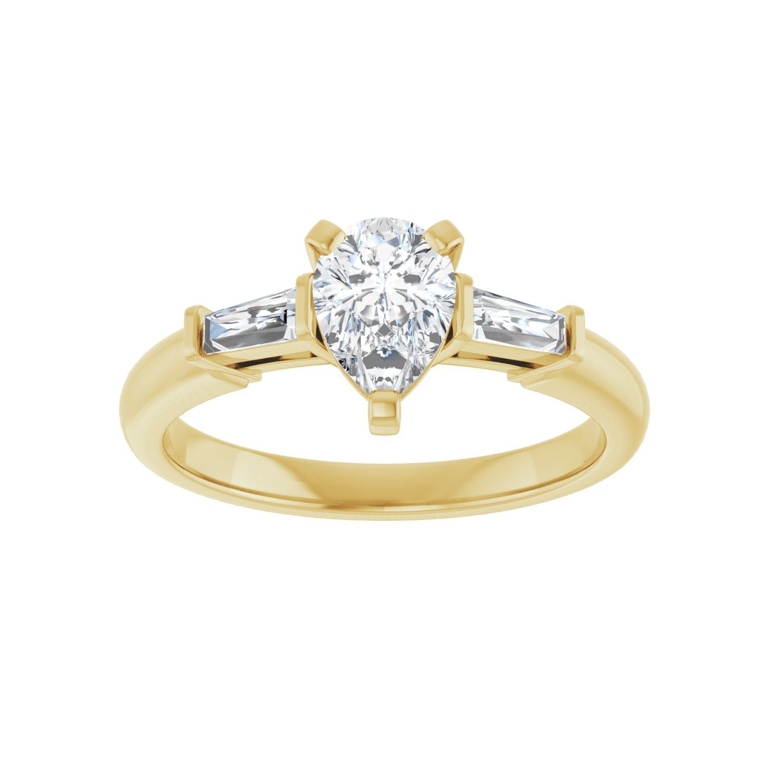 Pear Three-Stone Engagement Ring | Metal Type=14K Yellow Gold | Center Stone Size=1 CT | Image 3