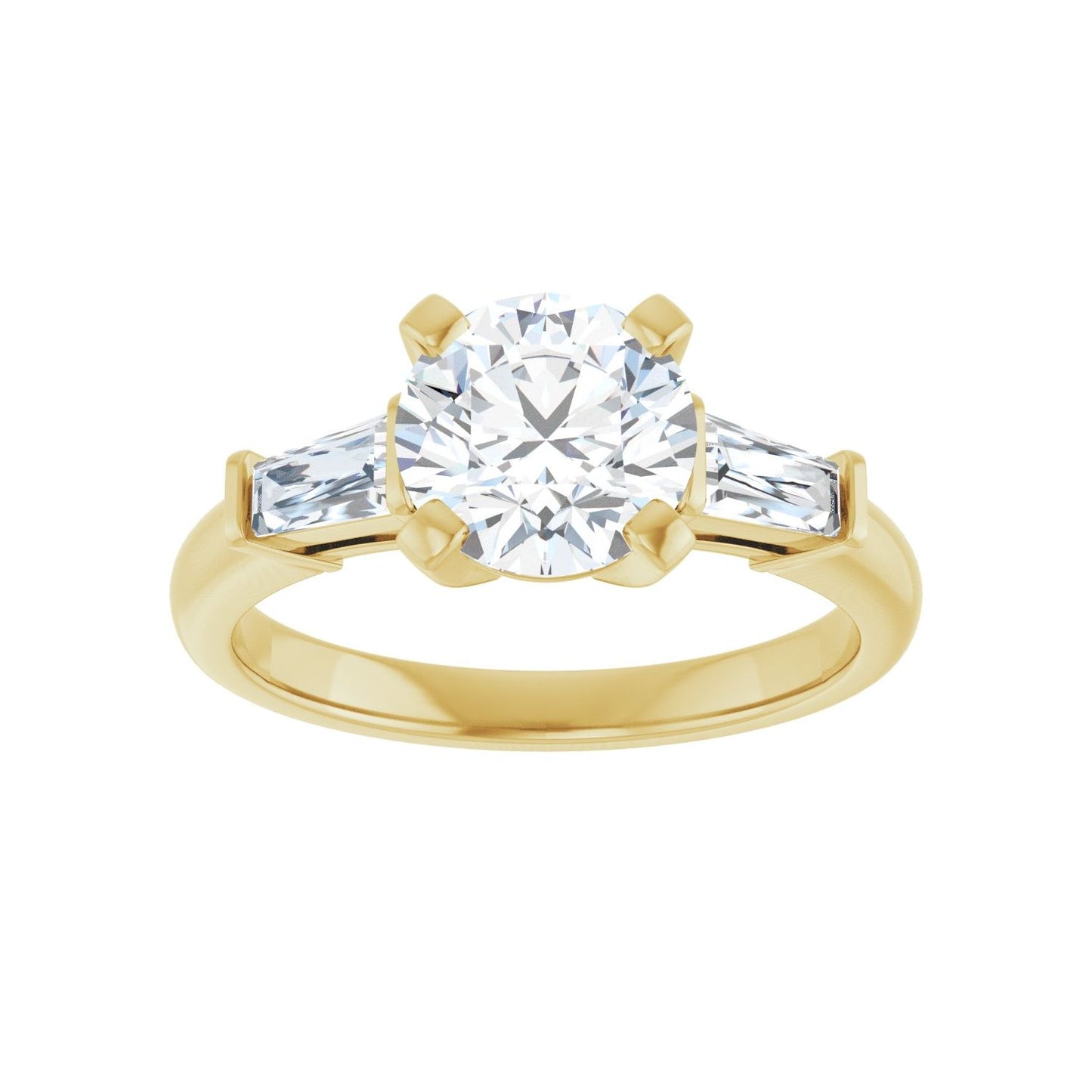 Round Three-Stone Engagement Ring | Metal Type=14K Yellow Gold | Center Stone Size=1.5 CT | Image 3