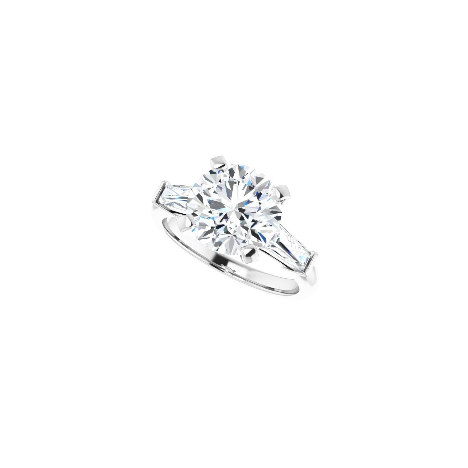 Round Three-Stone Engagement Ring | Metal Type=14K White Gold | Center Stone Size=3 CT | Image 5