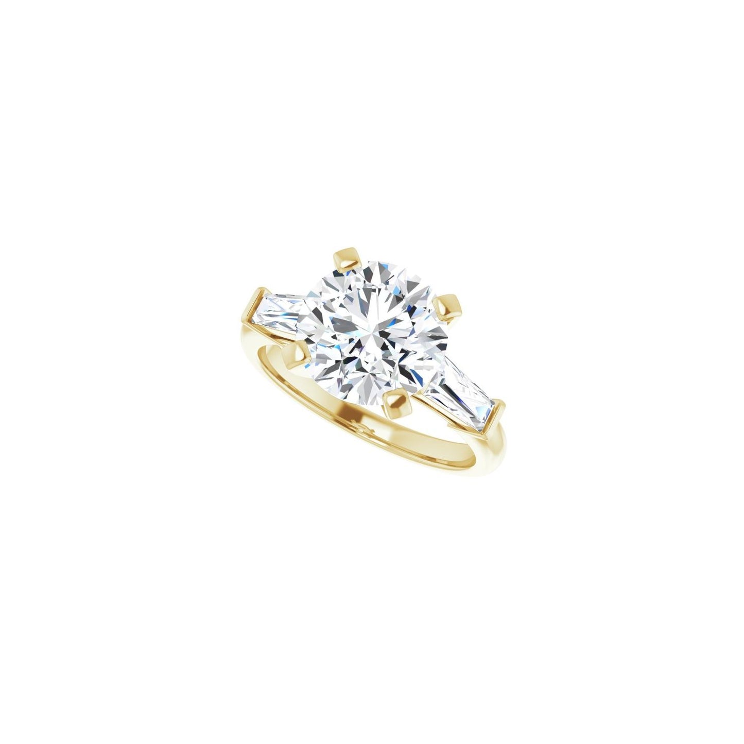 Round Three-Stone Engagement Ring | Metal Type=14K Yellow Gold | Center Stone Size=3 CT | Image 5