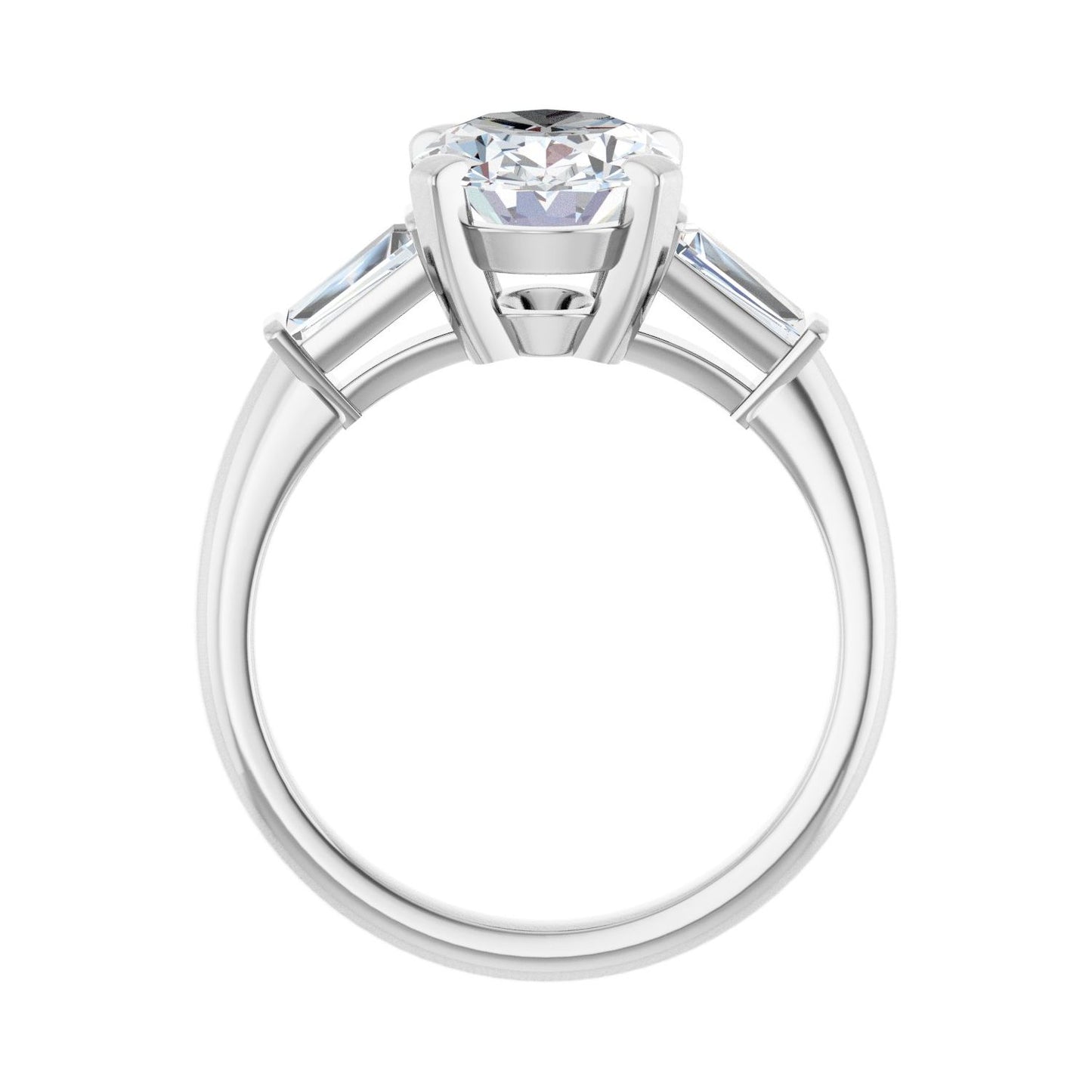 Oval Three-Stone Engagement Ring | Metal Type=14K White Gold | Center Stone Size=2.5 CT | Image 2