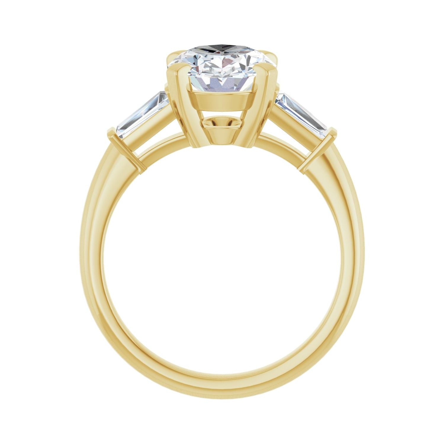 Oval Three-Stone Engagement Ring | Metal Type=14K Yellow Gold | Center Stone Size=2.5 CT | Image 2
