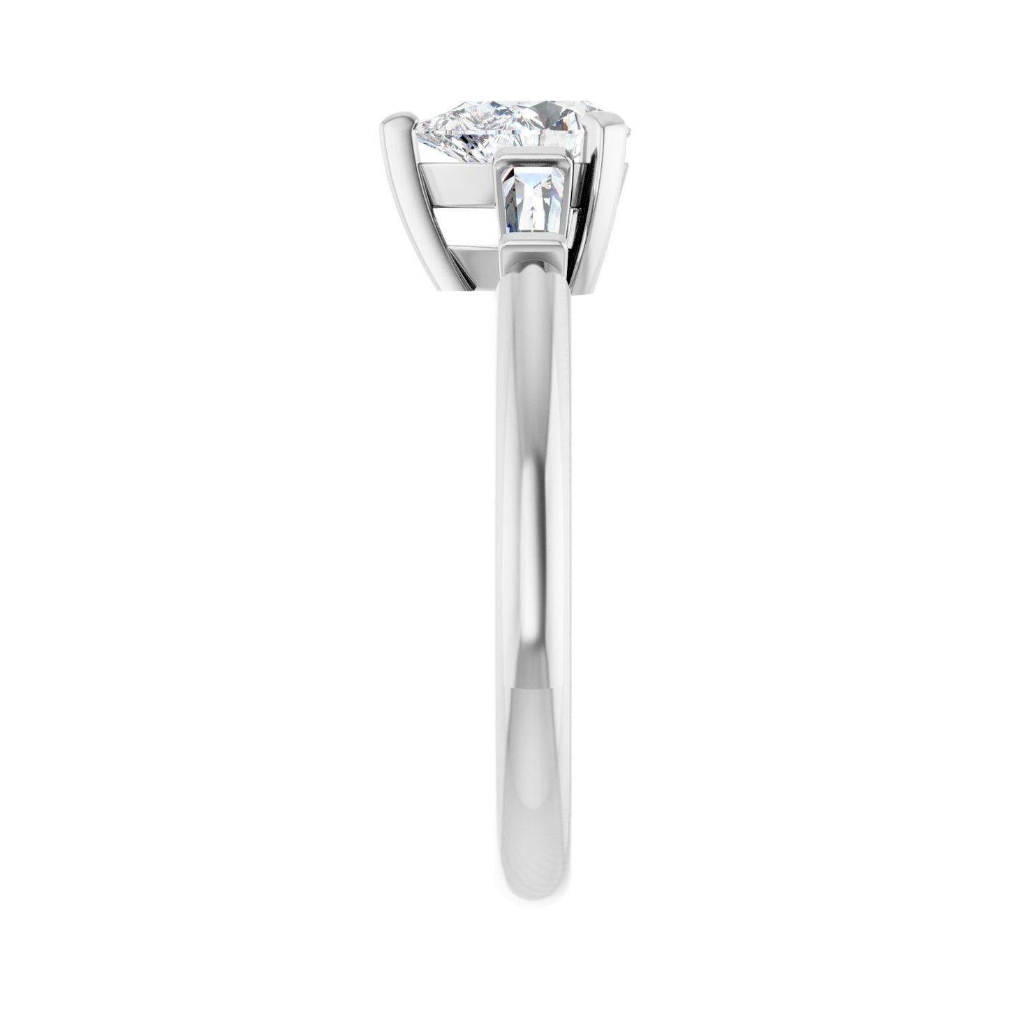 Pear Three-Stone Engagement Ring | Metal Type=14K White Gold | Center Stone Size=1 CT | Image 4