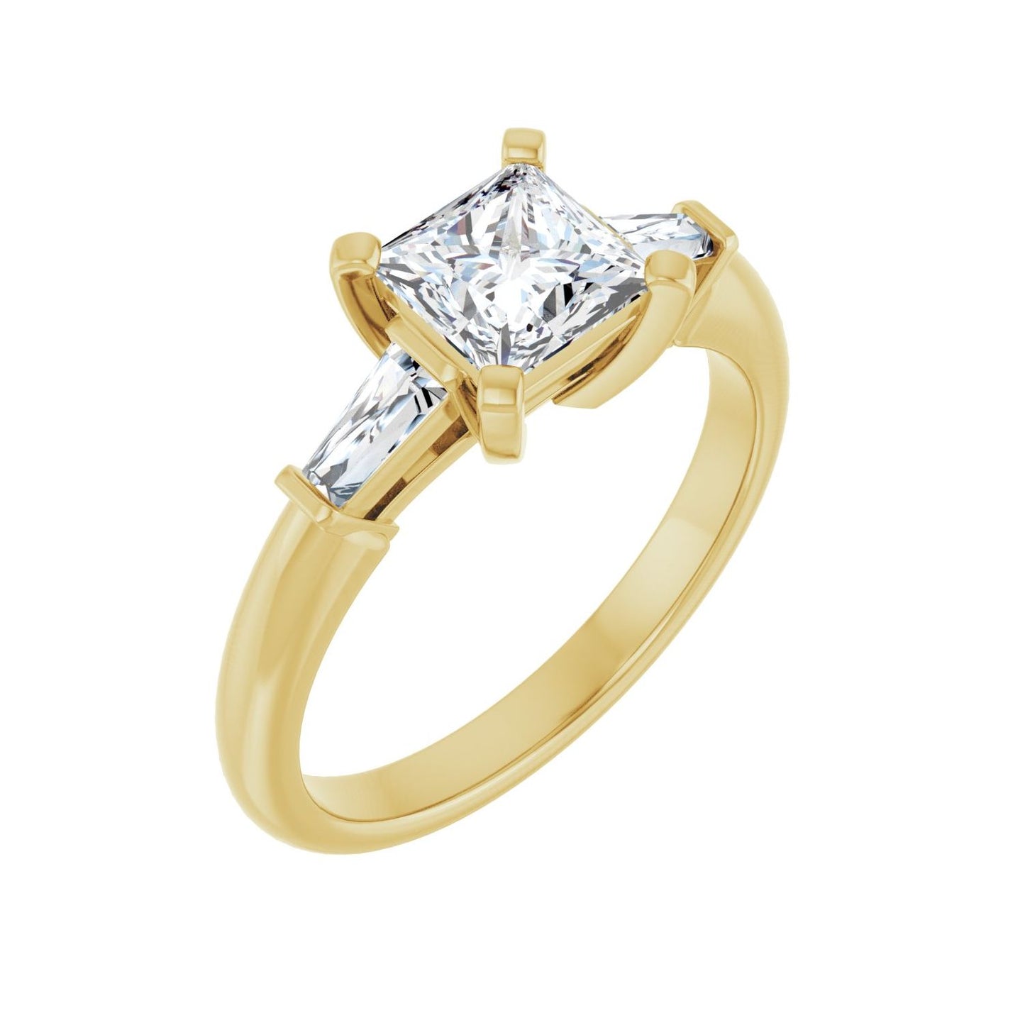 Square Three-Stone Engagement Ring | Metal Type=14K Yellow Gold | Center Stone Size=1 CT | Image 1