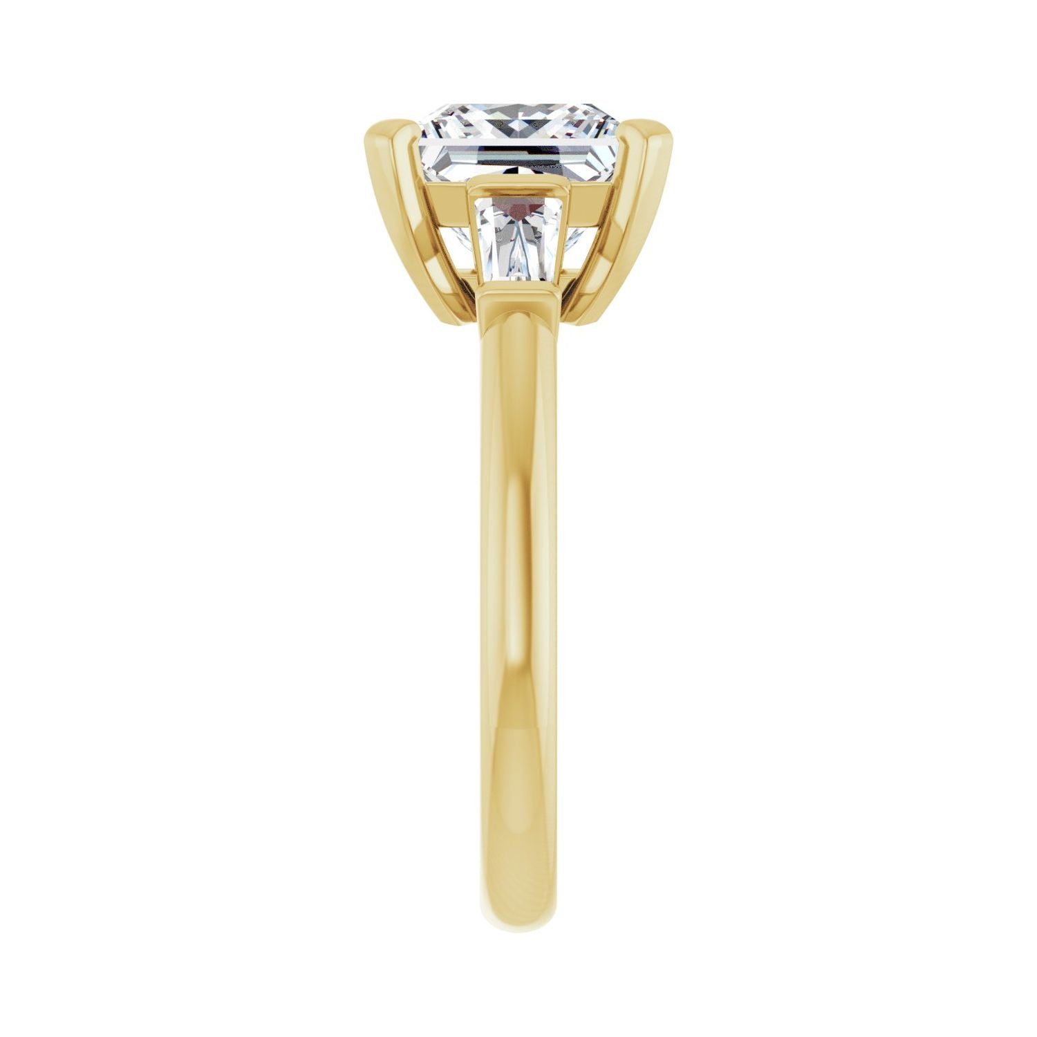 Square Three-Stone Engagement Ring | Metal Type=14K Yellow Gold | Center Stone Size=2.5 CT | Image 4