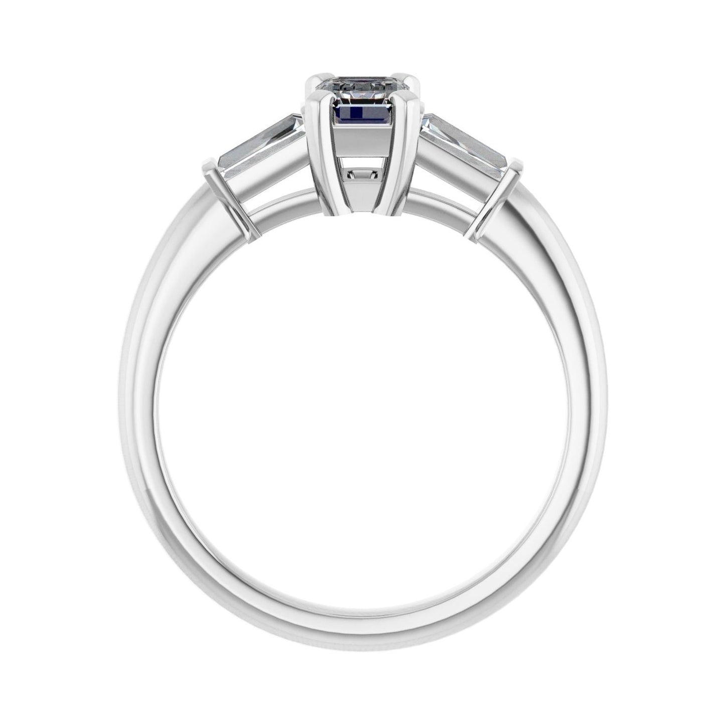 Emerald Three-Stone Engagement Ring | Metal Type=14K White Gold | Center Stone Size=1 CT | Image 2