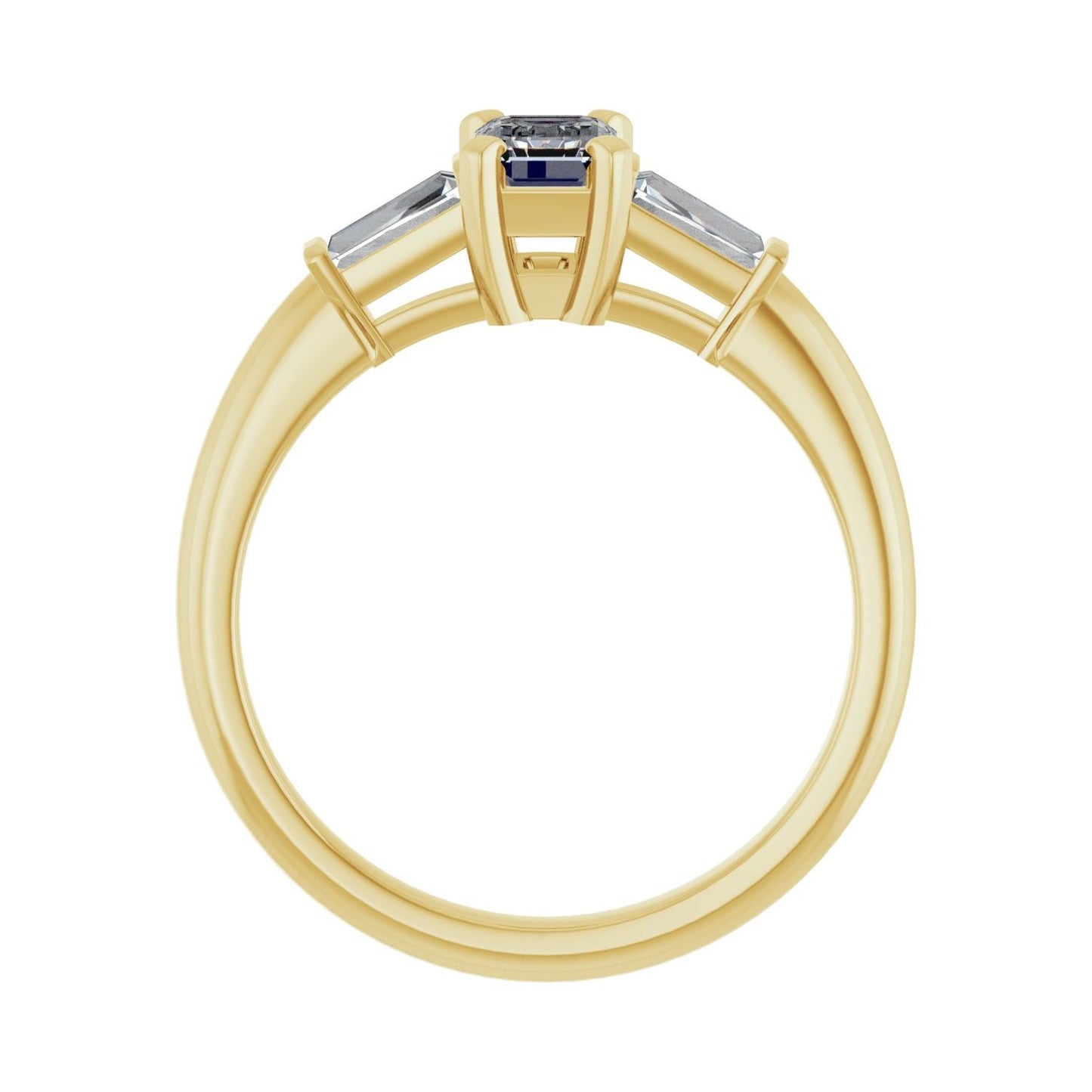 Emerald Three-Stone Engagement Ring | Metal Type=14K Yellow Gold | Center Stone Size=1 CT | Image 2