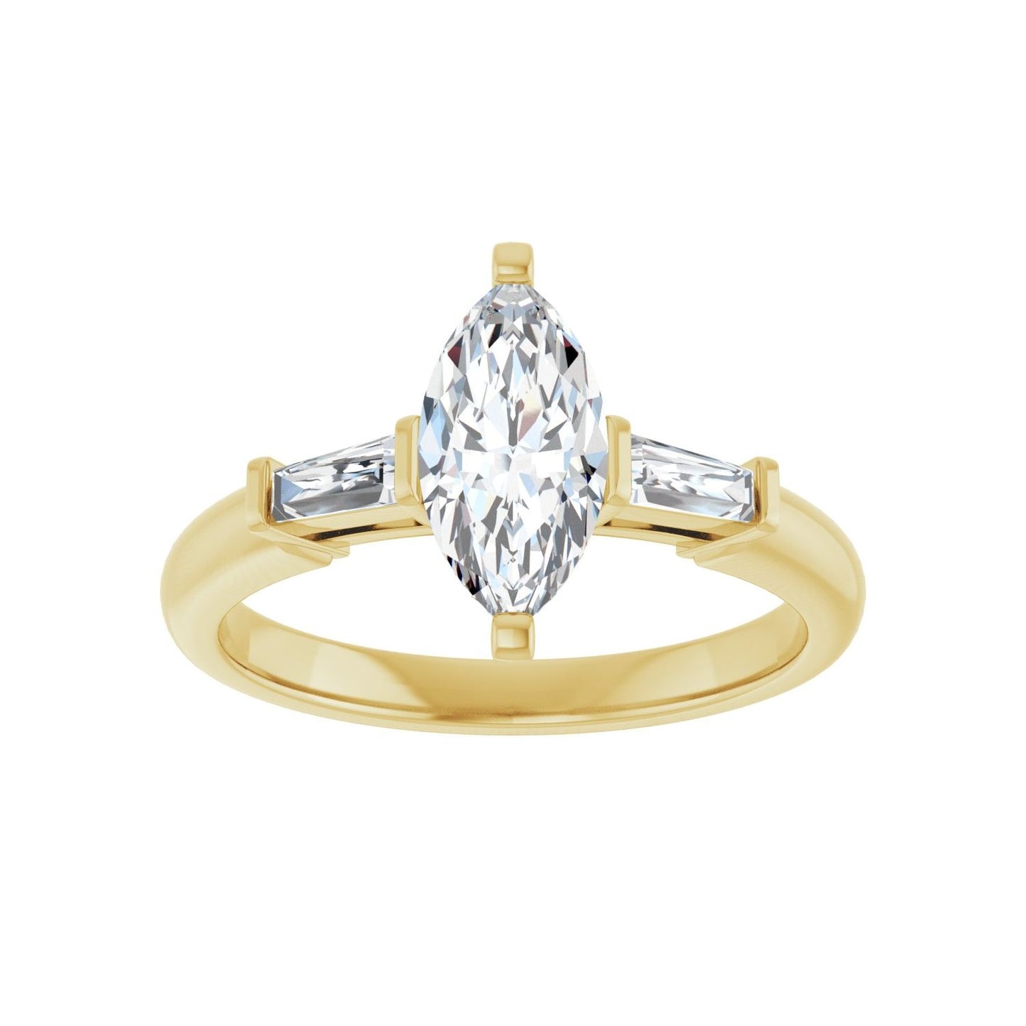 Marquise Three-Stone Engagement Ring | Metal Type=14K Yellow Gold | Center Stone Size=1 CT | Image 3