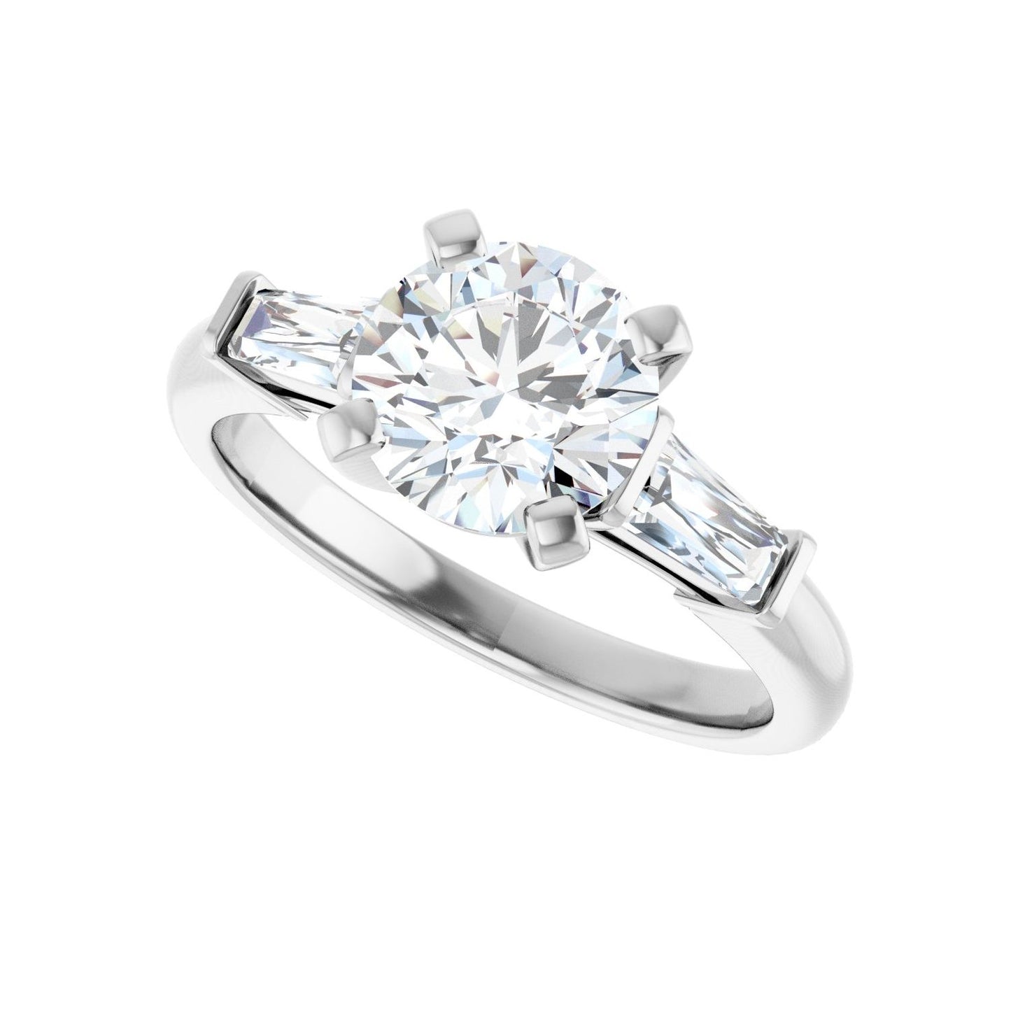 Round Three-Stone Engagement Ring | Metal Type=14K White Gold | Center Stone Size=1.5 CT | Image 5