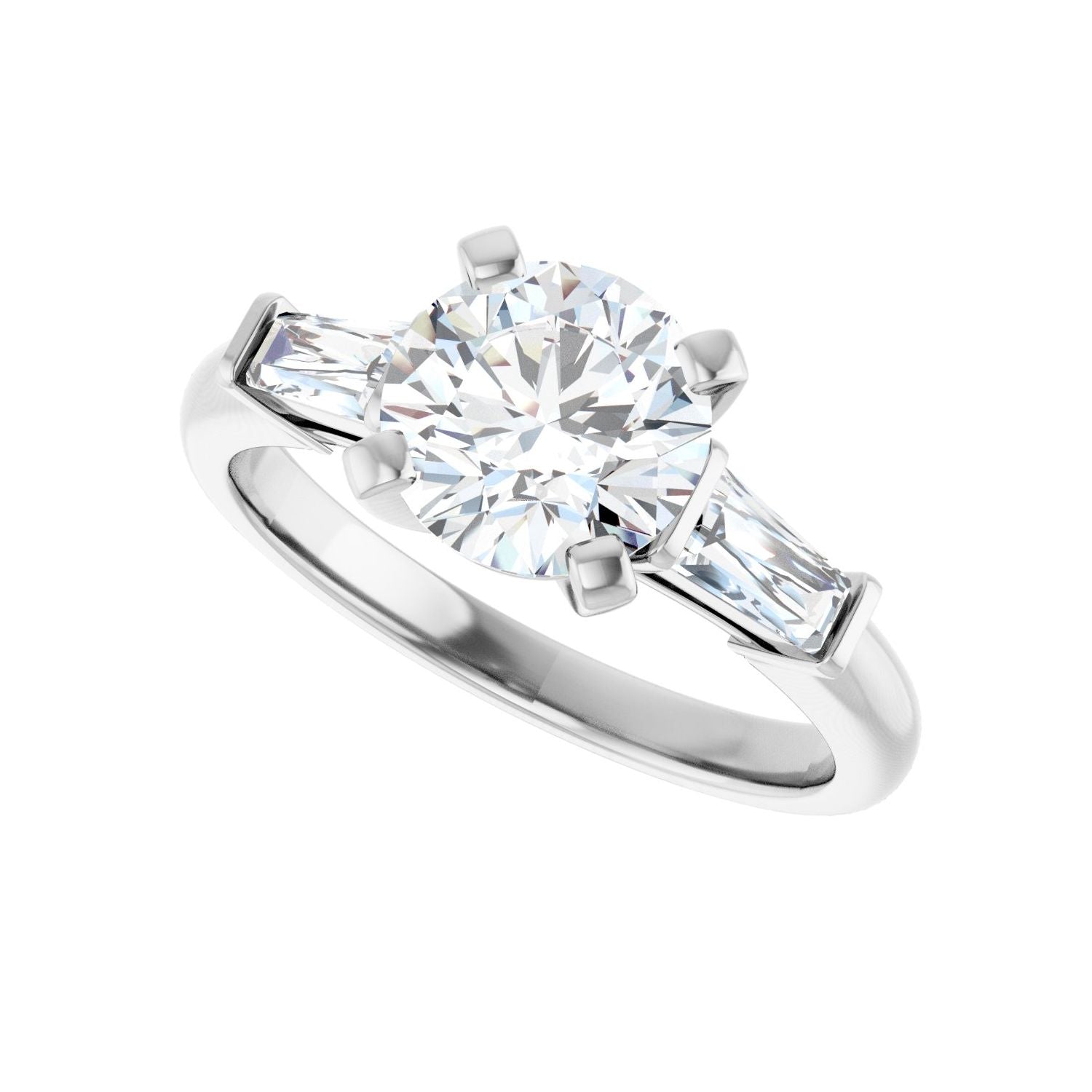 Round Three-Stone Engagement Ring | Metal Type=14K White Gold | Center Stone Size=1.5 CT | Image 5