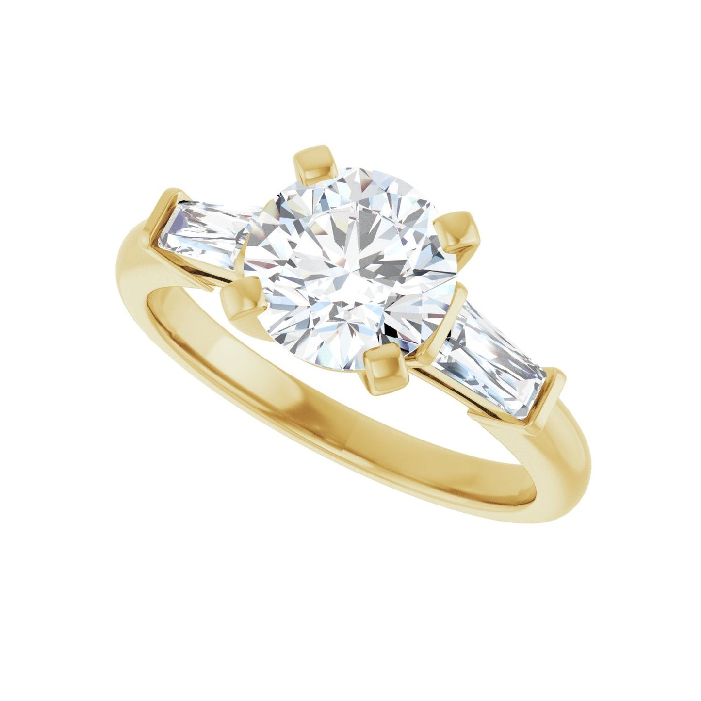 Round Three-Stone Engagement Ring | Metal Type=14K Yellow Gold | Center Stone Size=1.5 CT | Image 5