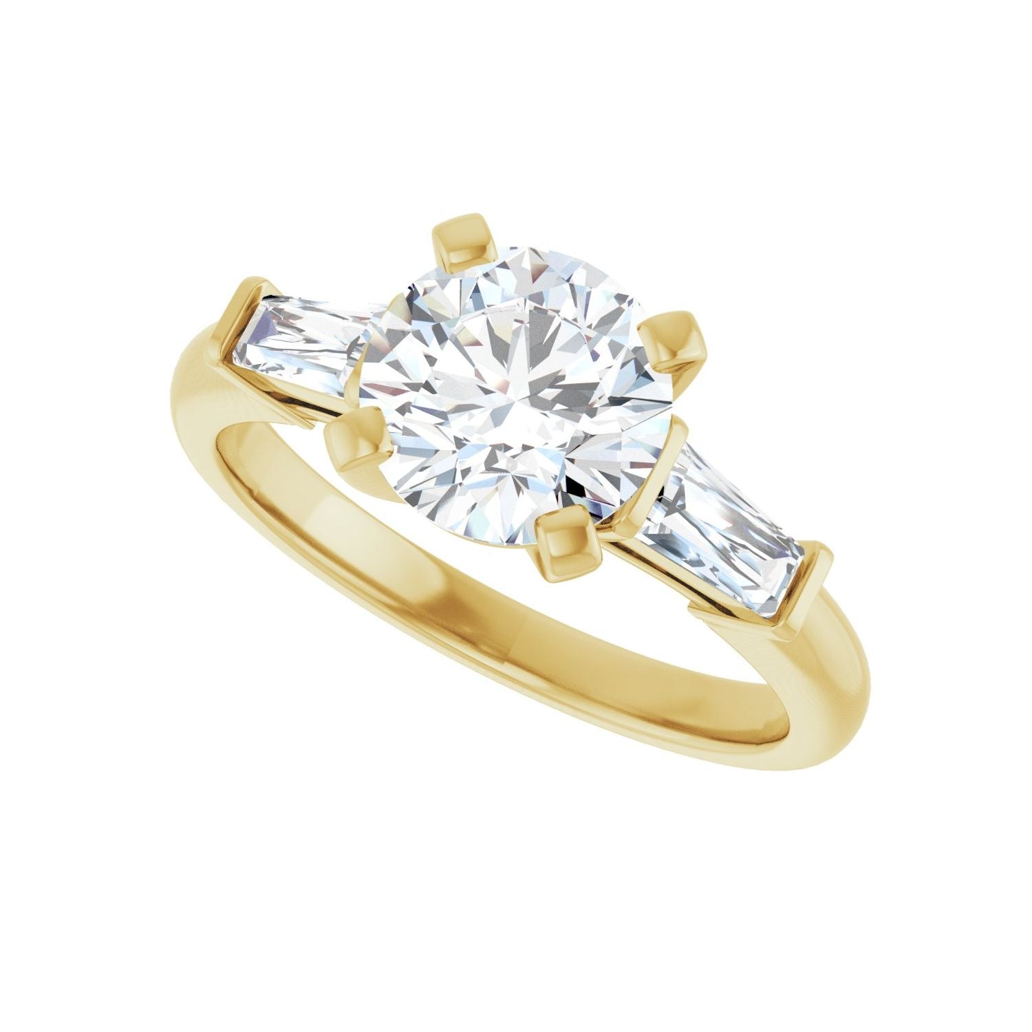 Round Three-Stone Engagement Ring | Metal Type=14K Yellow Gold | Center Stone Size=1.5 CT | Image 5