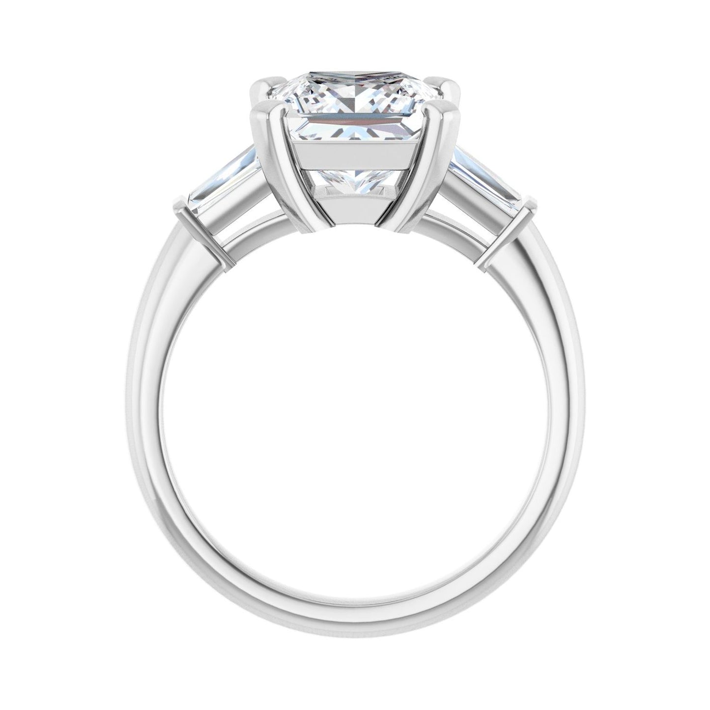 Square Three-Stone Engagement Ring | Metal Type=14K White Gold | Center Stone Size=2.5 CT | Image 2