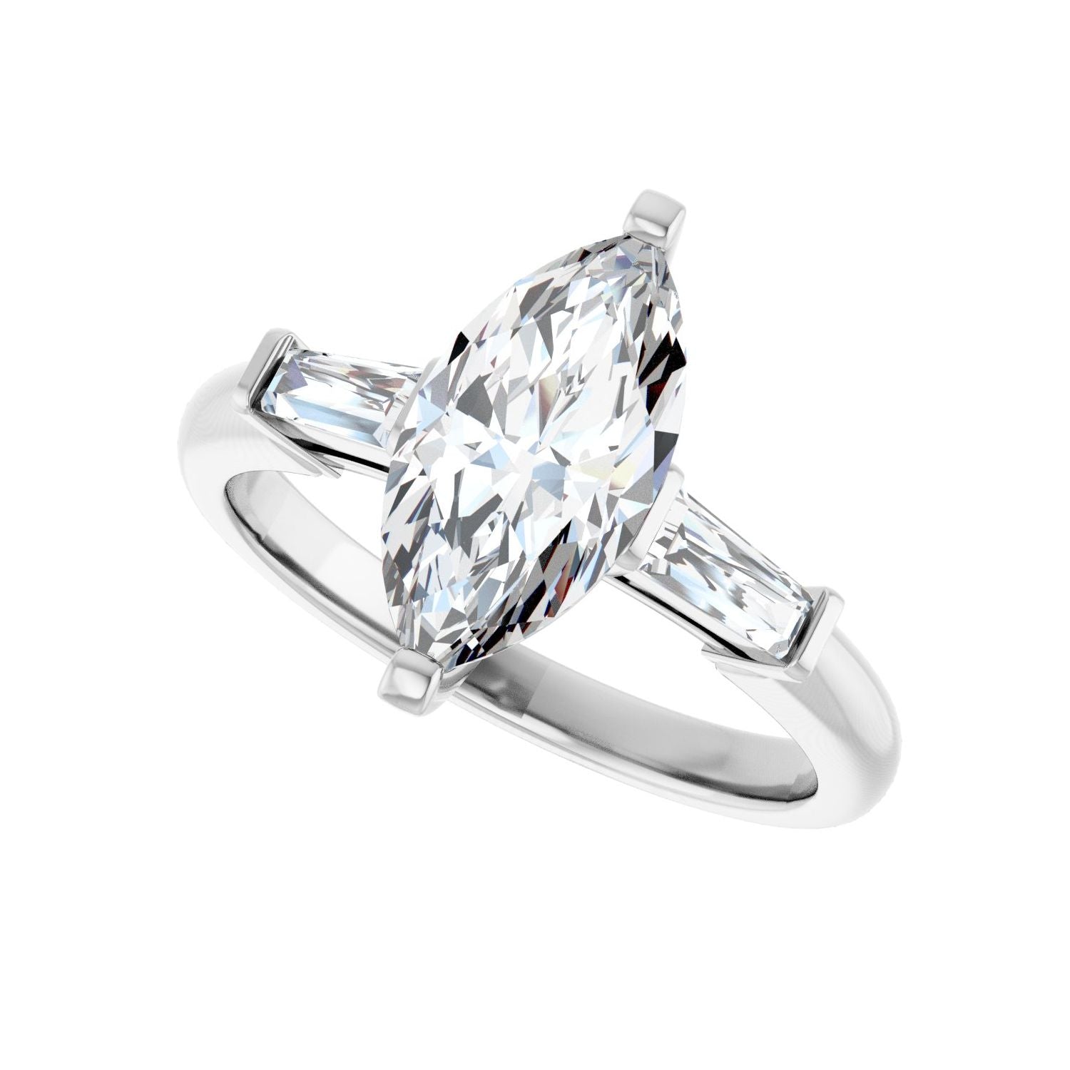 Marquise Three-Stone Engagement Ring | Metal Type=14K White Gold | Center Stone Size=1.5 CT | Image 5