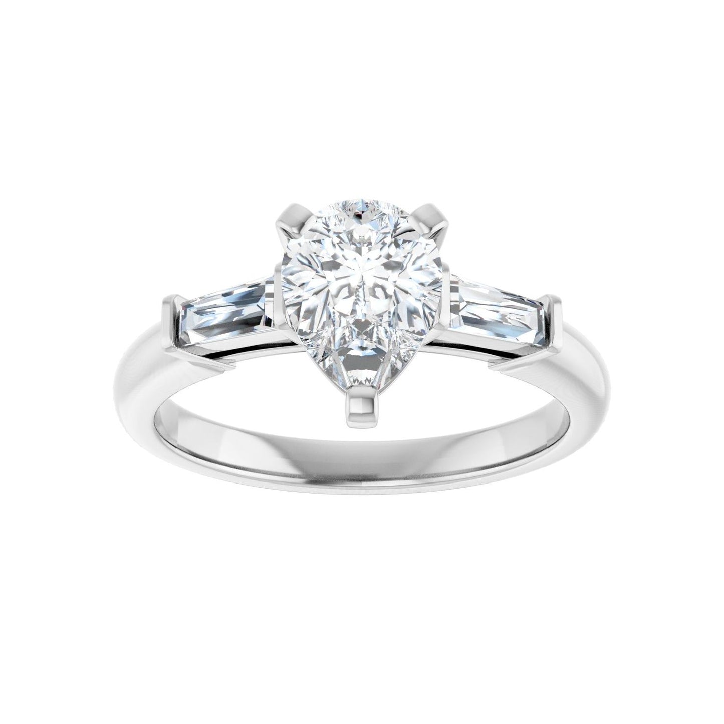 Pear Three-Stone Engagement Ring | Metal Type=14K White Gold | Center Stone Size=1.5 CT | Image 3