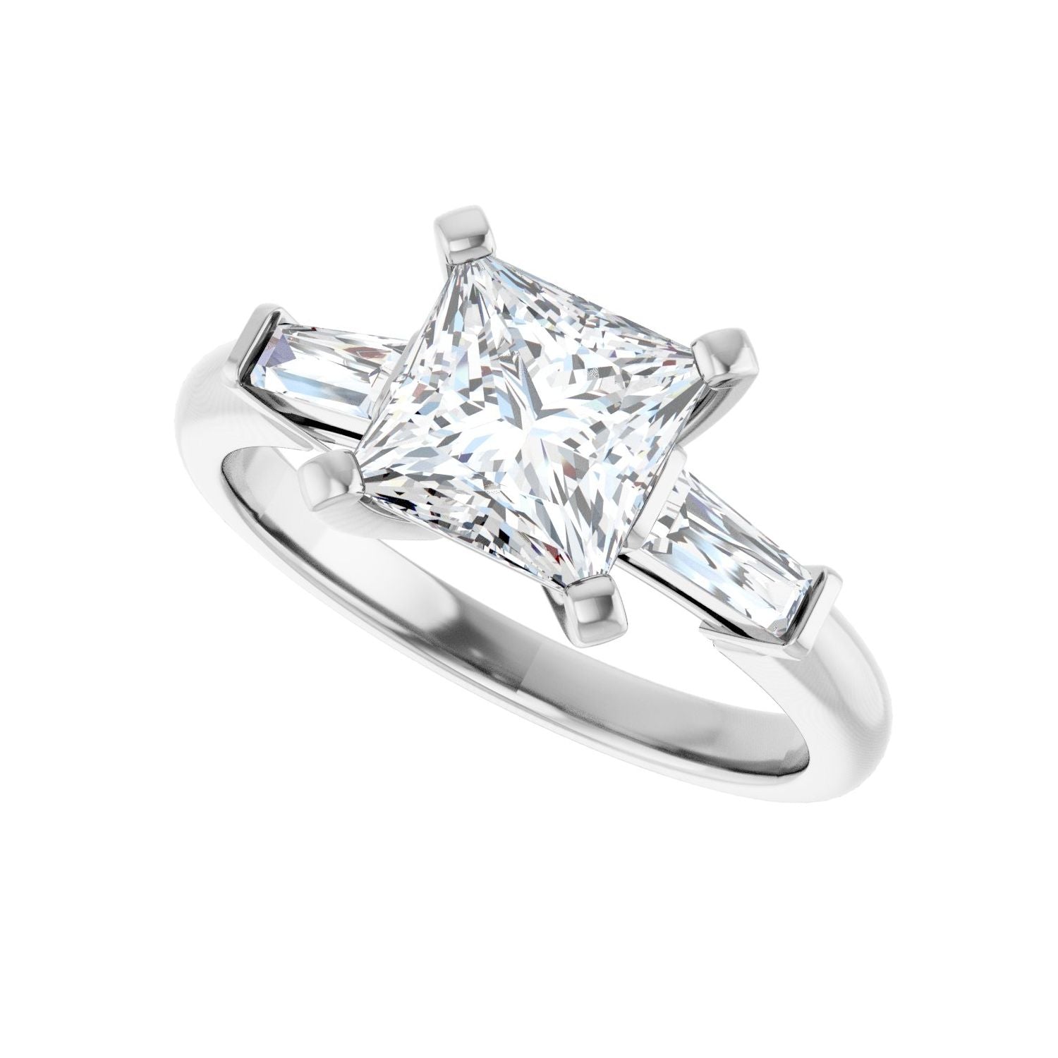 Square Three-Stone Engagement Ring | Metal Type=14K White Gold | Center Stone Size=1.5 CT | Image 5