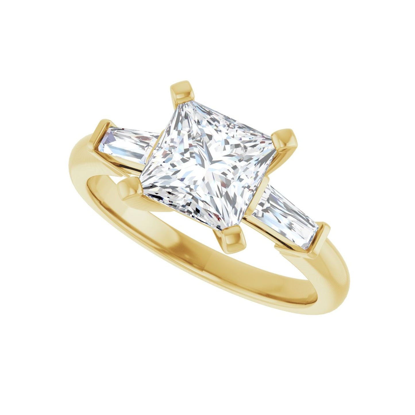 Square Three-Stone Engagement Ring | Metal Type=14K Yellow Gold | Center Stone Size=1.5 CT | Image 5
